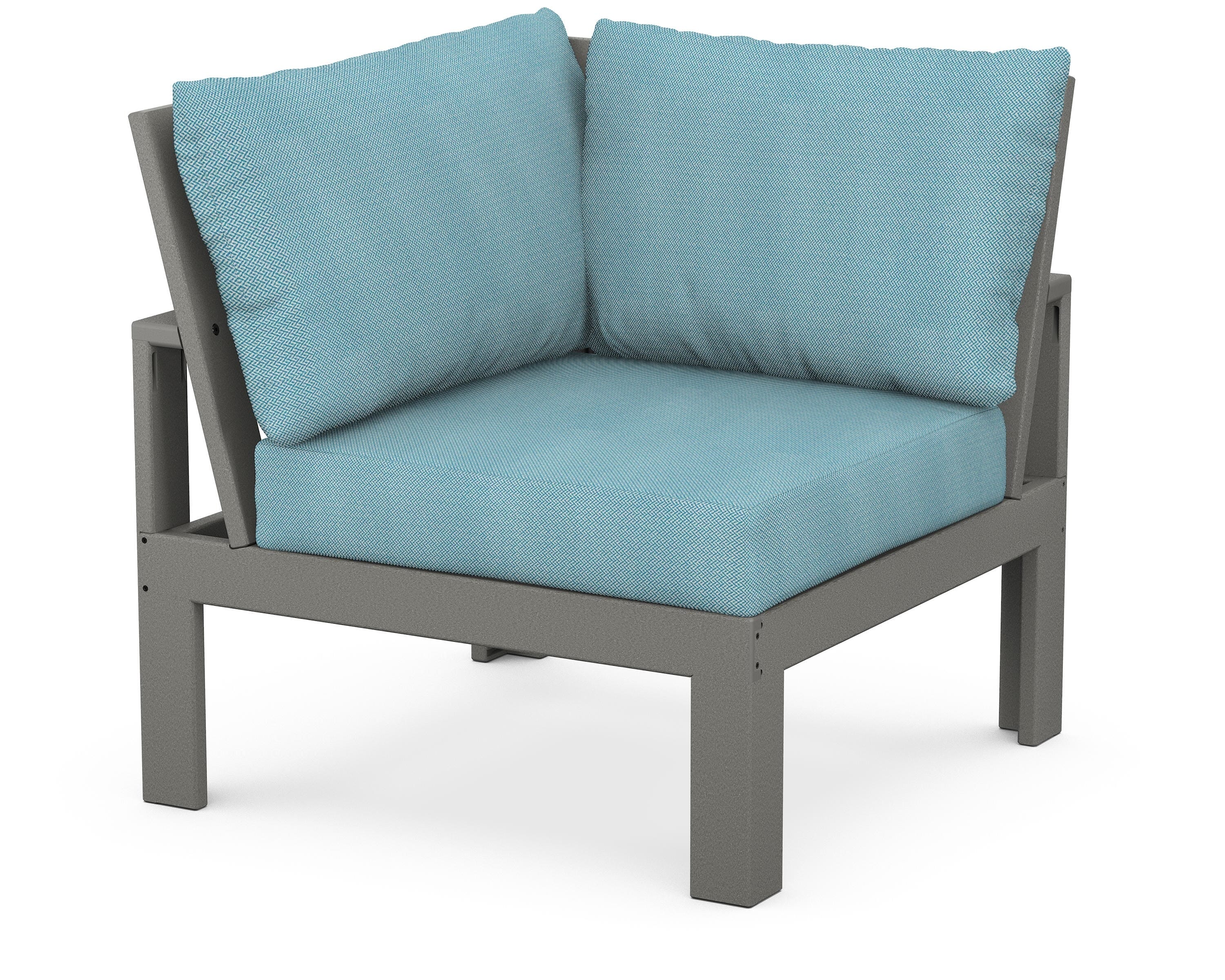 Unbranded Modular Corner Chair in Slate Grey / Lattice Sky Blue