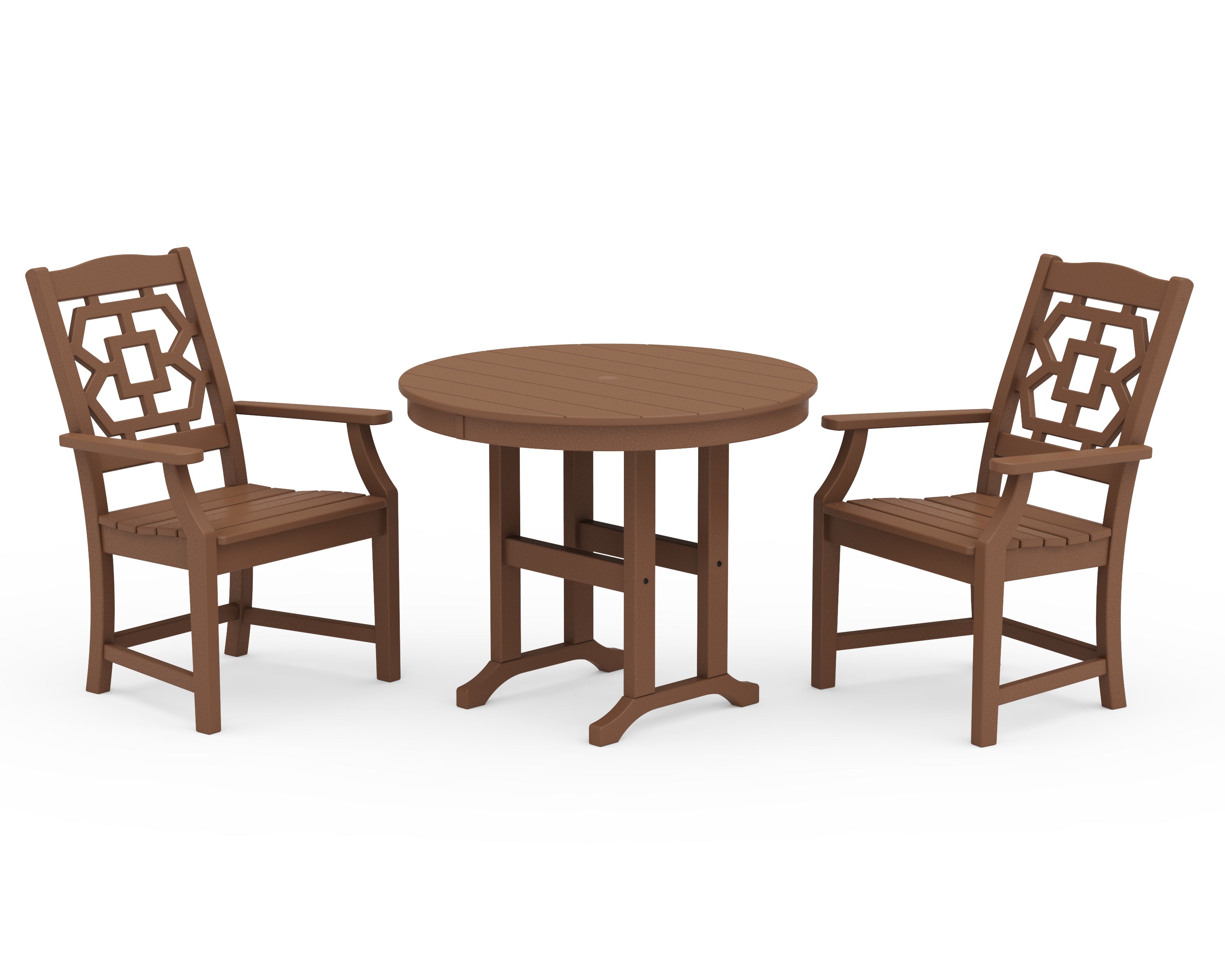 Martha Stewart by POLYWOOD® Chinoiserie 3-Piece Farmhouse Dining Set in Teak