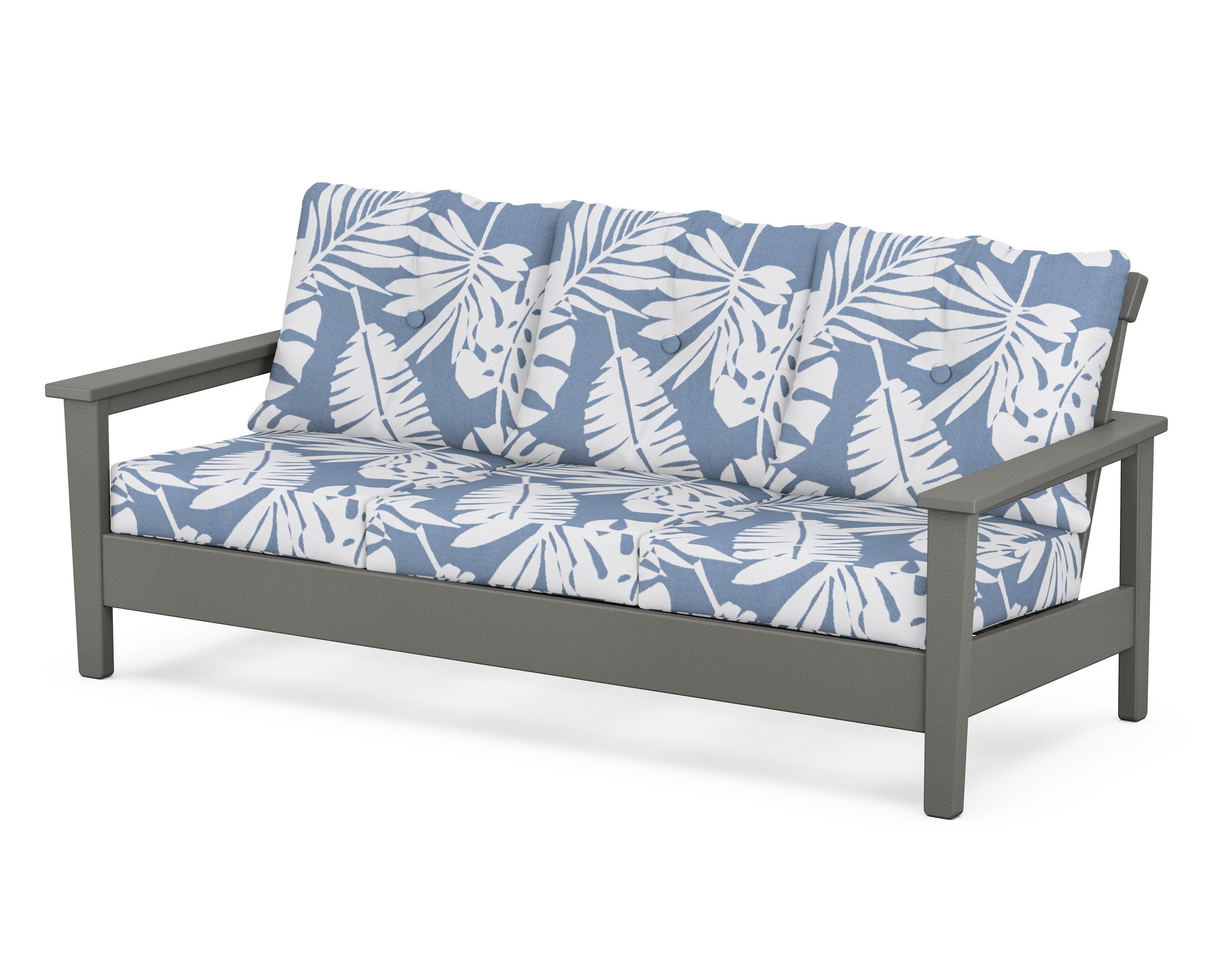 POLYWOOD® Prescott Deep Seating Sofa in Slate Grey / Leaf Sky Blue