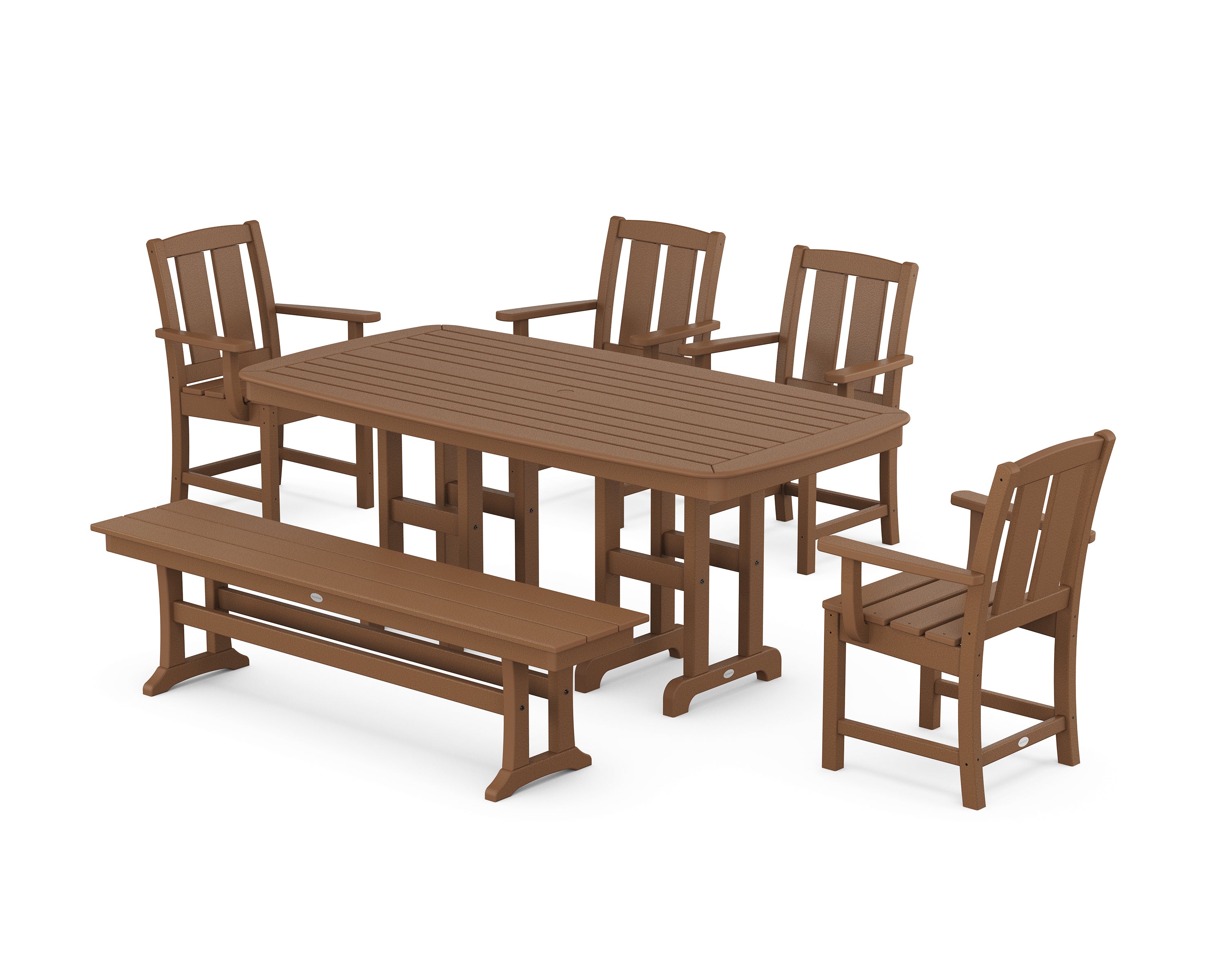 POLYWOOD® Mission 6-Piece Dining Set with Bench in Teak