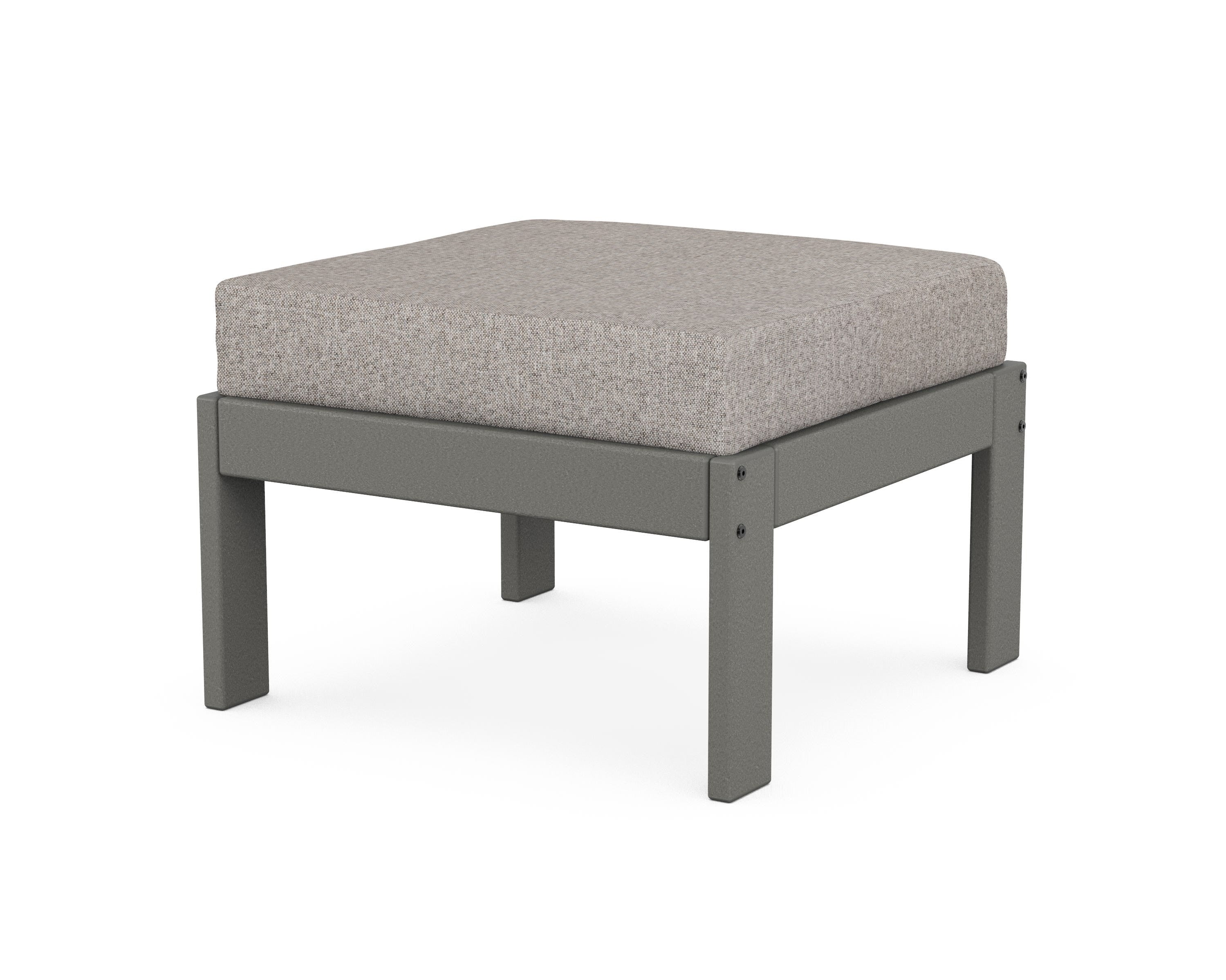 POLYWOOD® Vineyard Modular Ottoman in Slate Grey / Weathered Tweed