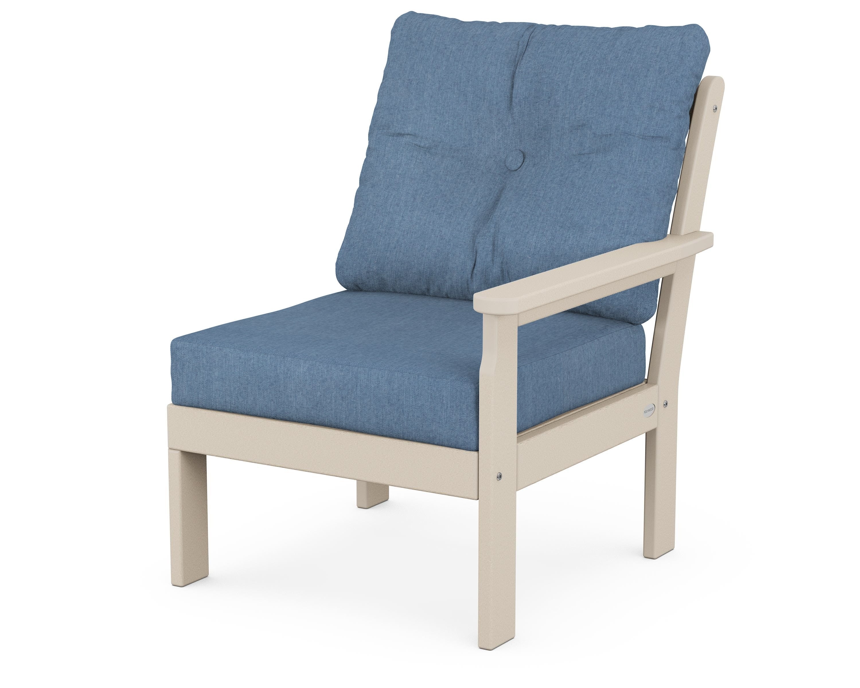 POLYWOOD® Vineyard Modular Right Arm Chair in Sand / Sky Blue
