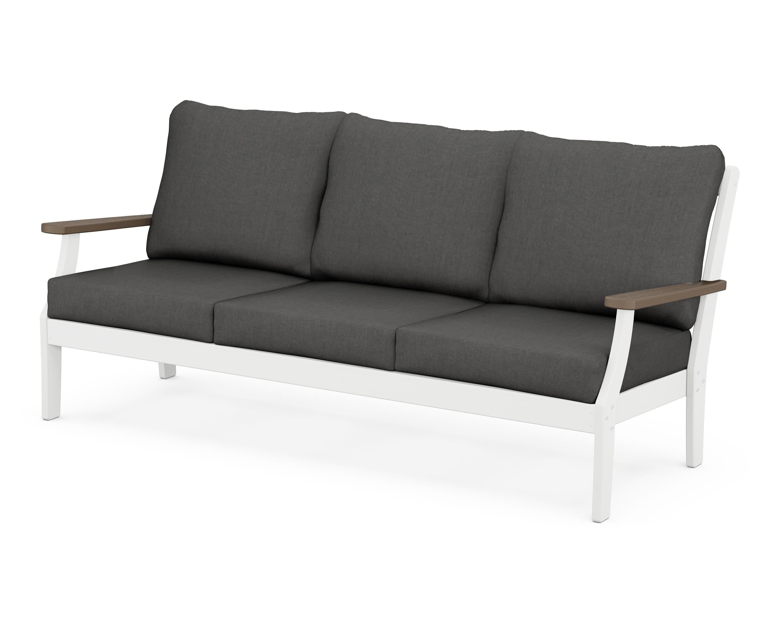 POLYWOOD® Braxton Deep Seating Sofa in White / Kona / Spectrum Carbon