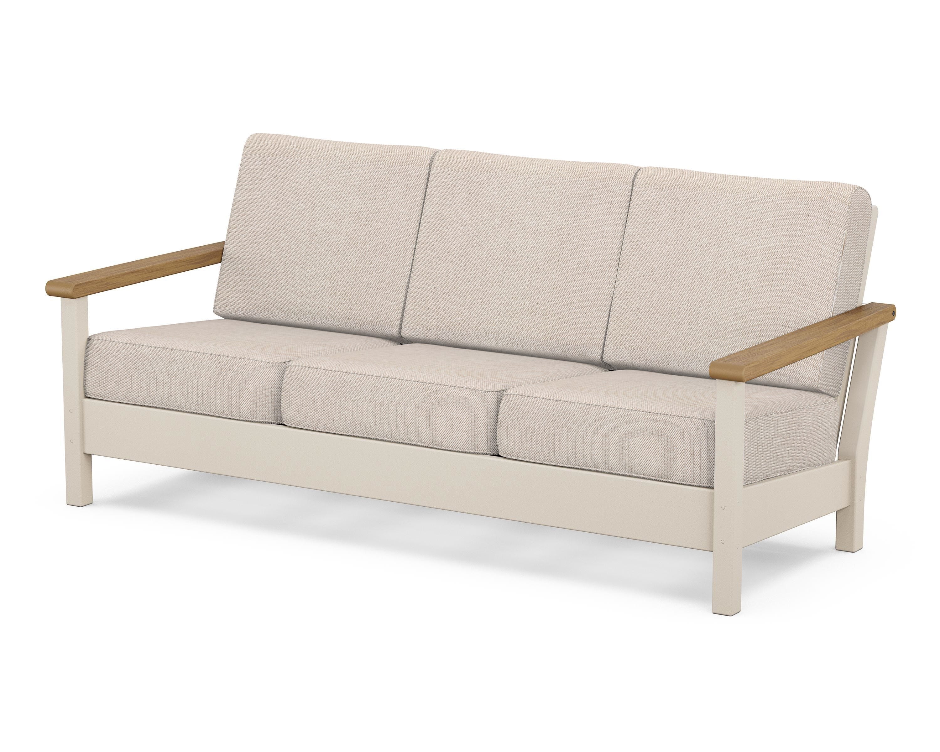 POLYWOOD® Harbour Deep Seating Sofa in Sand / Natural / Blend Linen