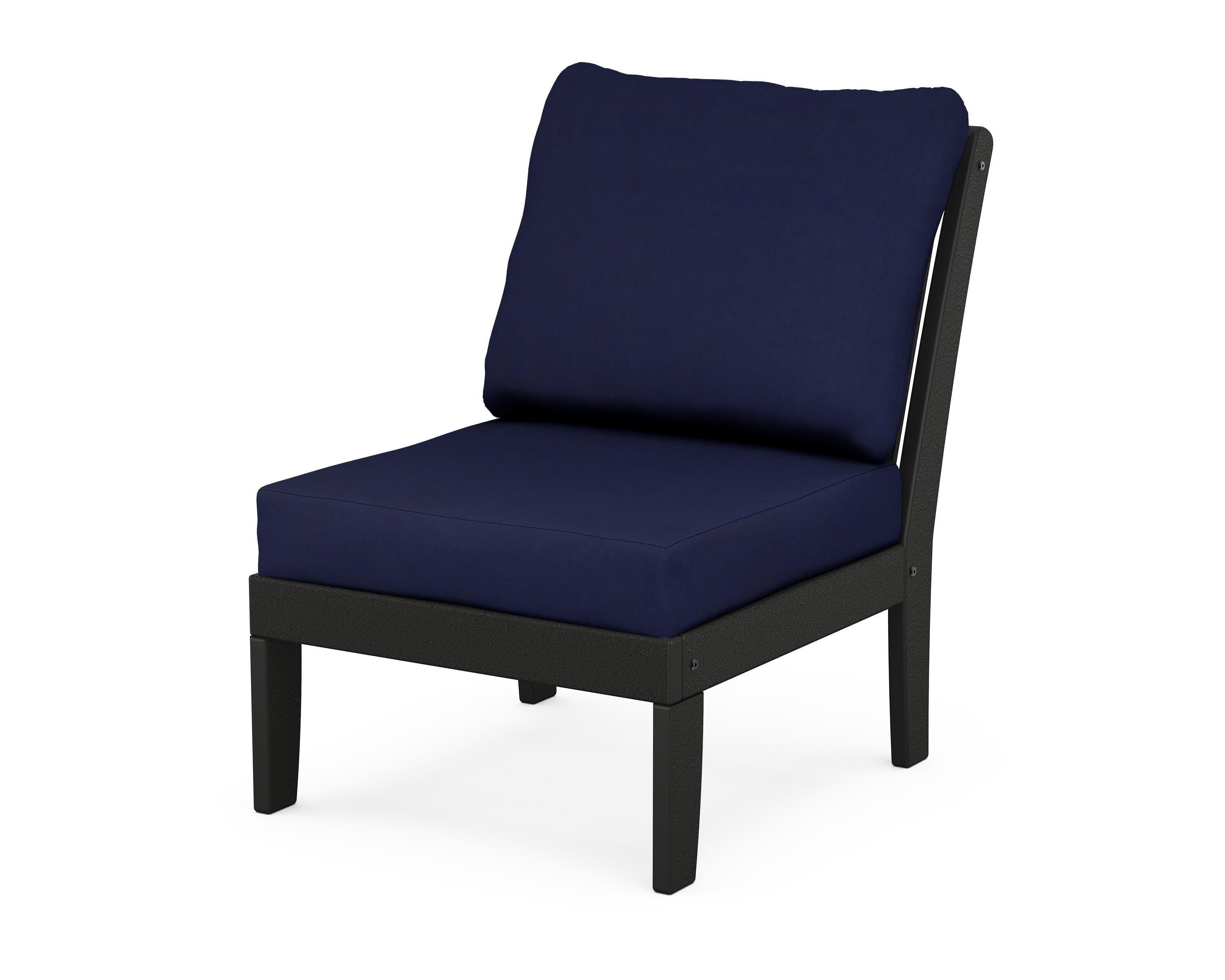 POLYWOOD® Braxton Modular Armless Chair in Black / Navy