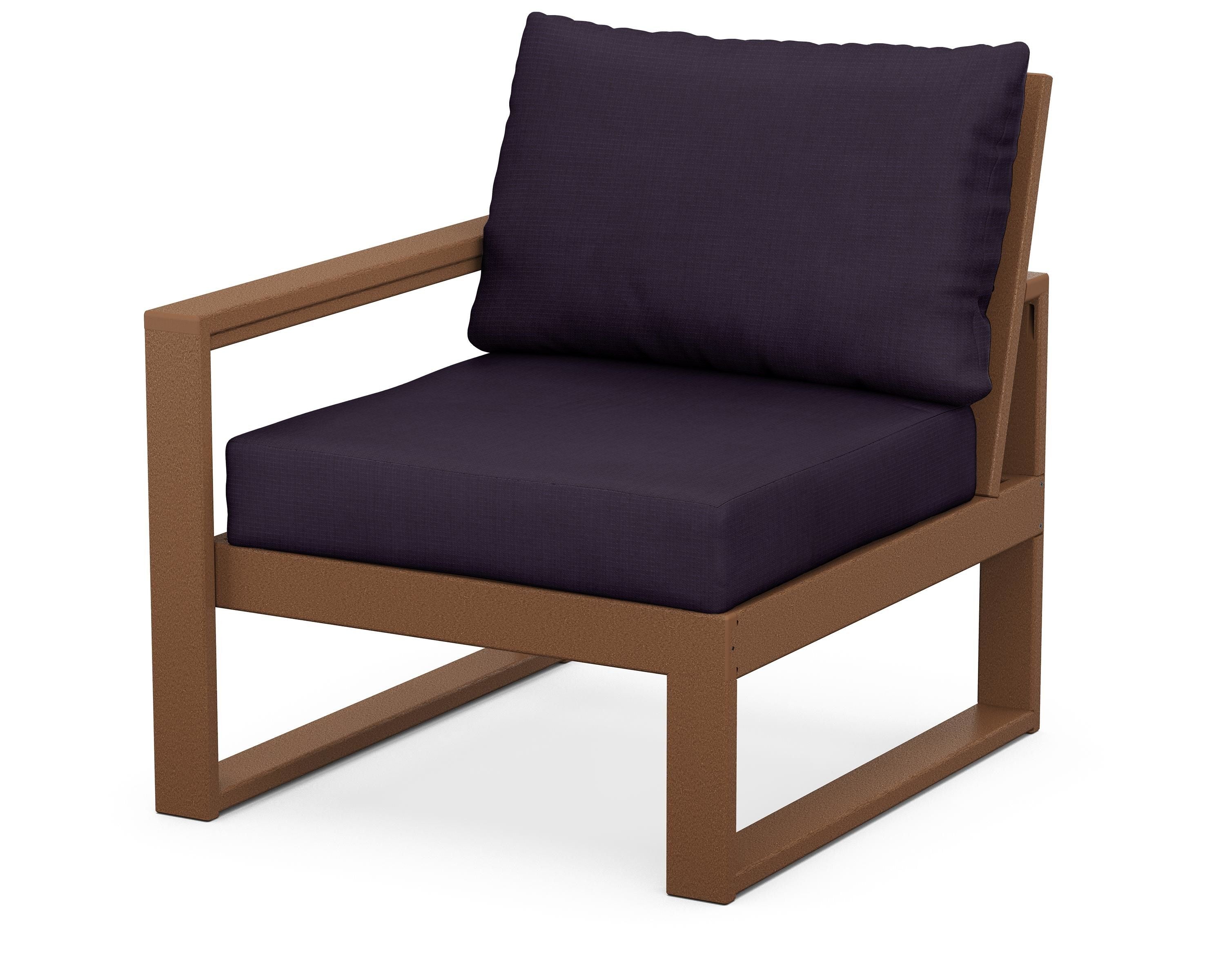 POLYWOOD® EDGE Modular Left Arm Chair in Teak / Navy Linen