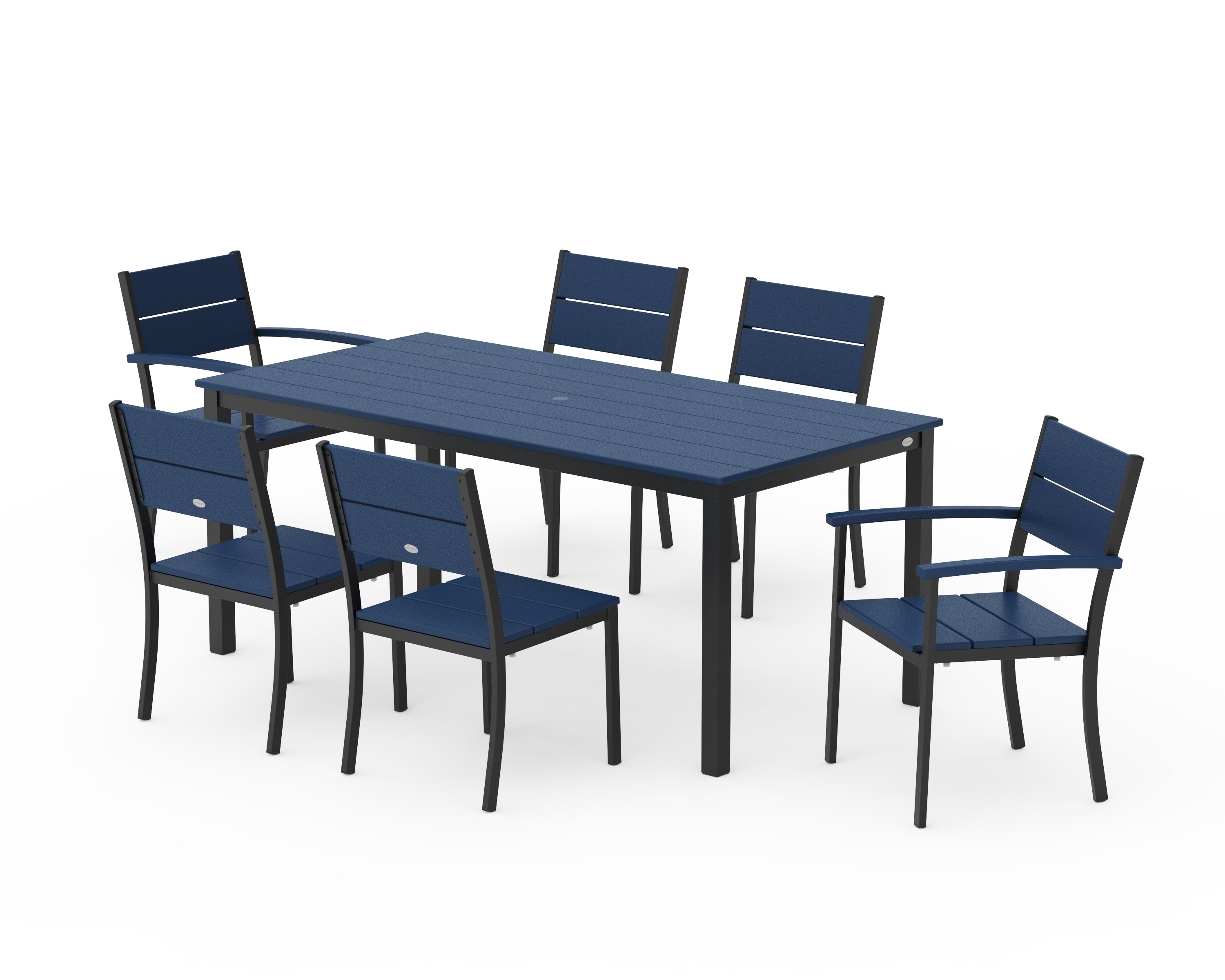 POLYWOOD® Main Street 7-Piece Dining Set in Black / Navy