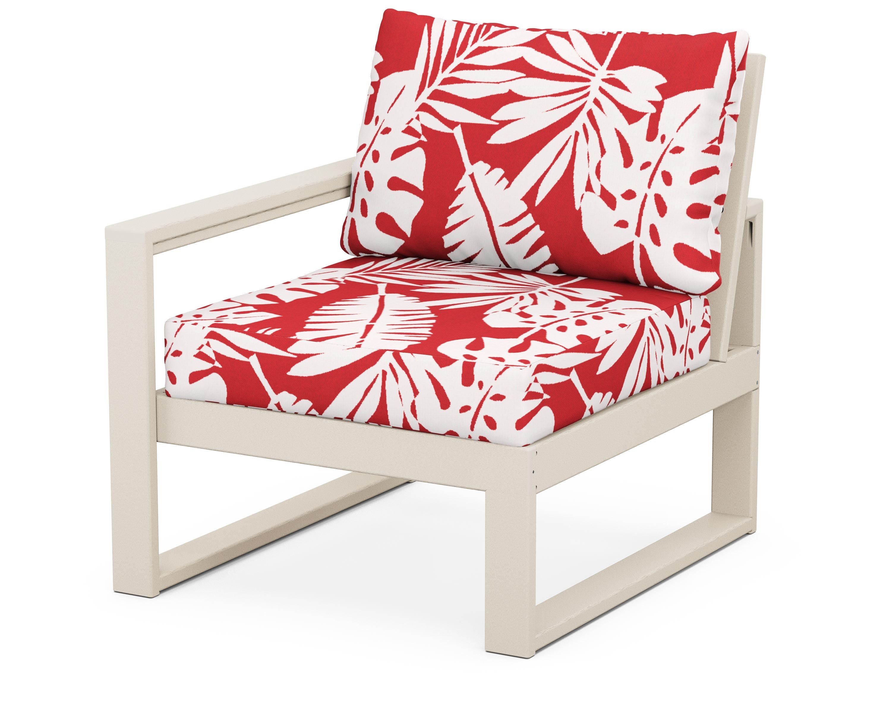 POLYWOOD® EDGE Modular Left Arm Chair in Sand / Leaf Crimson