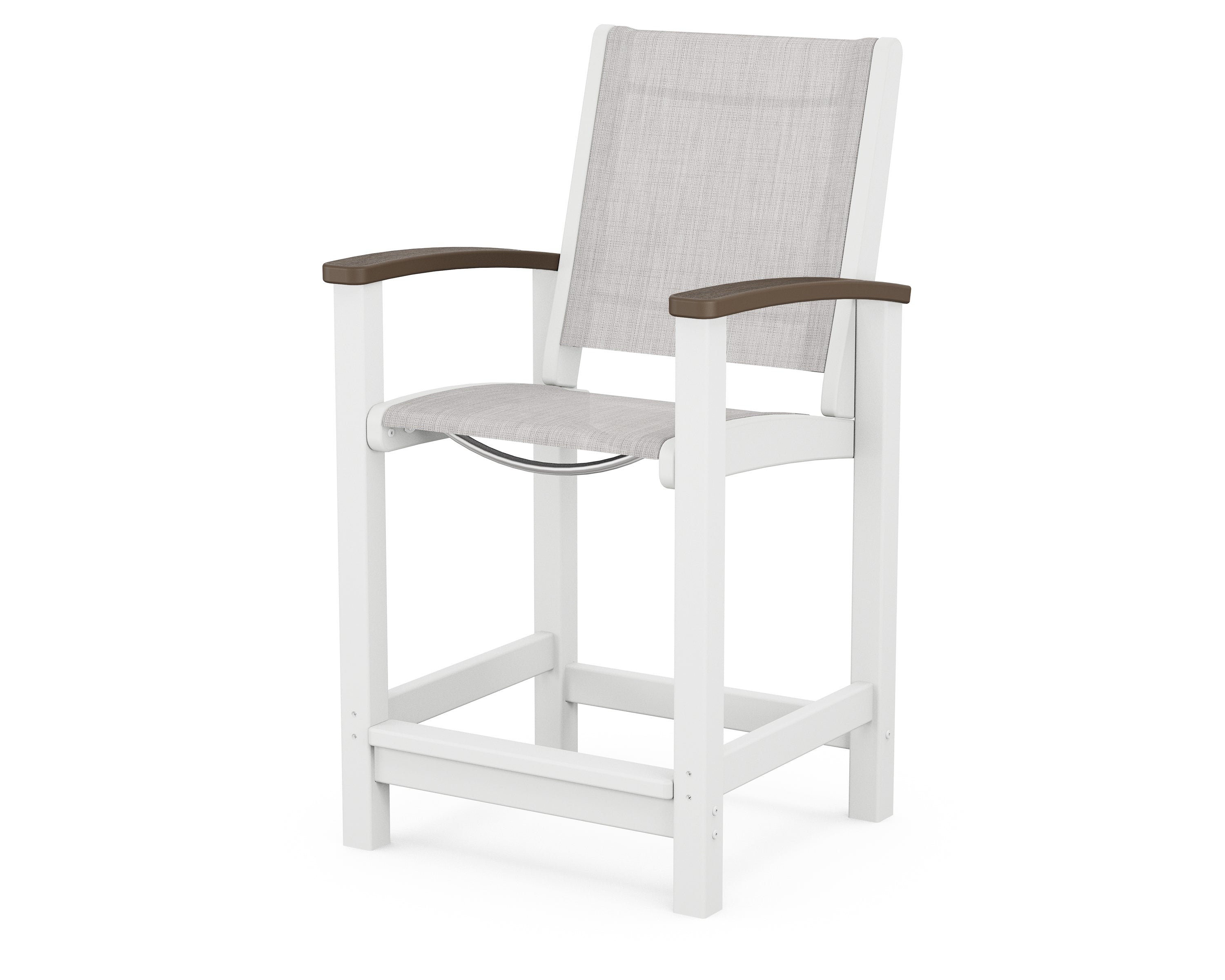 POLYWOOD® Coastal Counter Chair in White / Kona / Parchment Sling