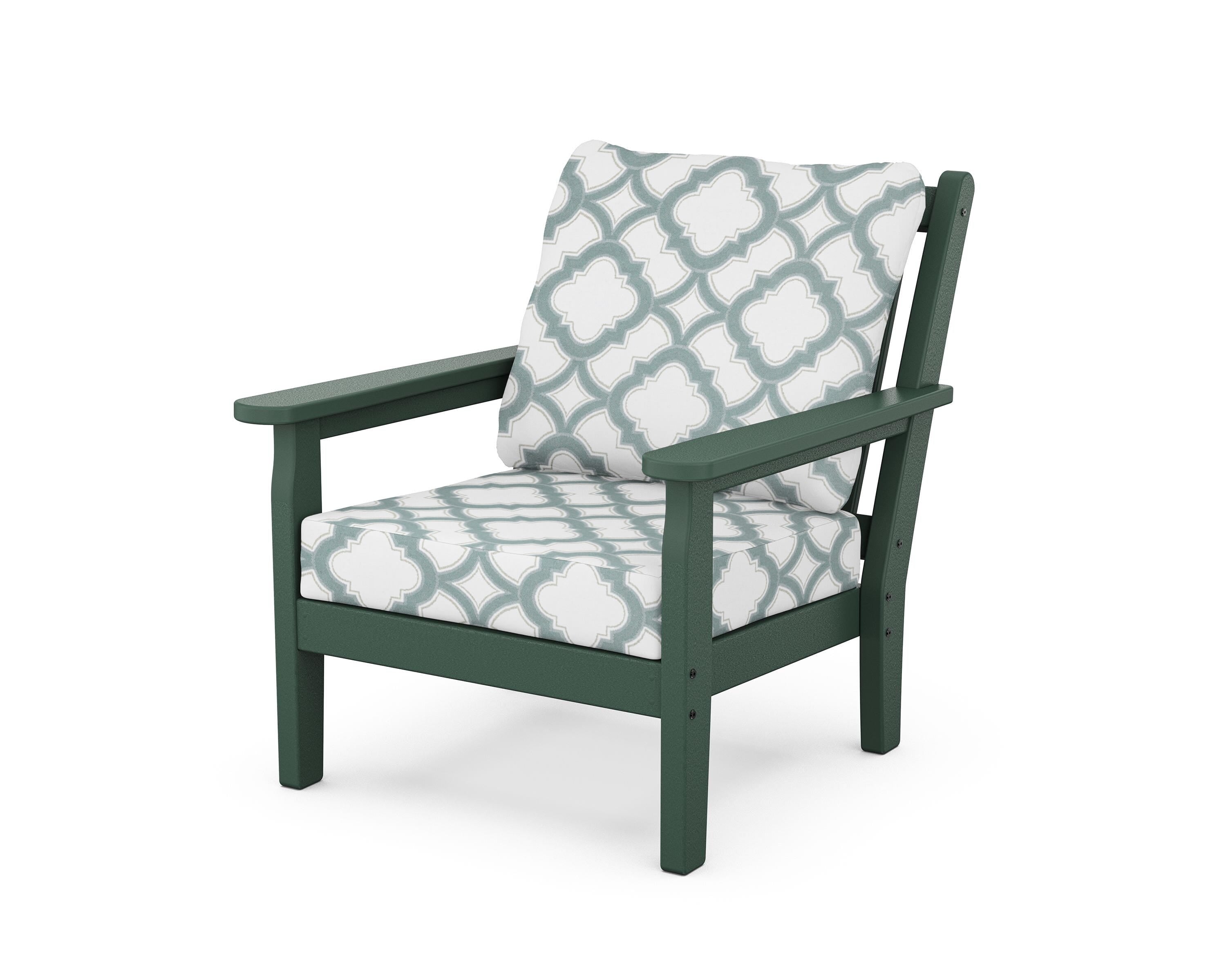 POLYWOOD® Chippendale Deep Seating Chair in Green / Trellis Glacier Spa