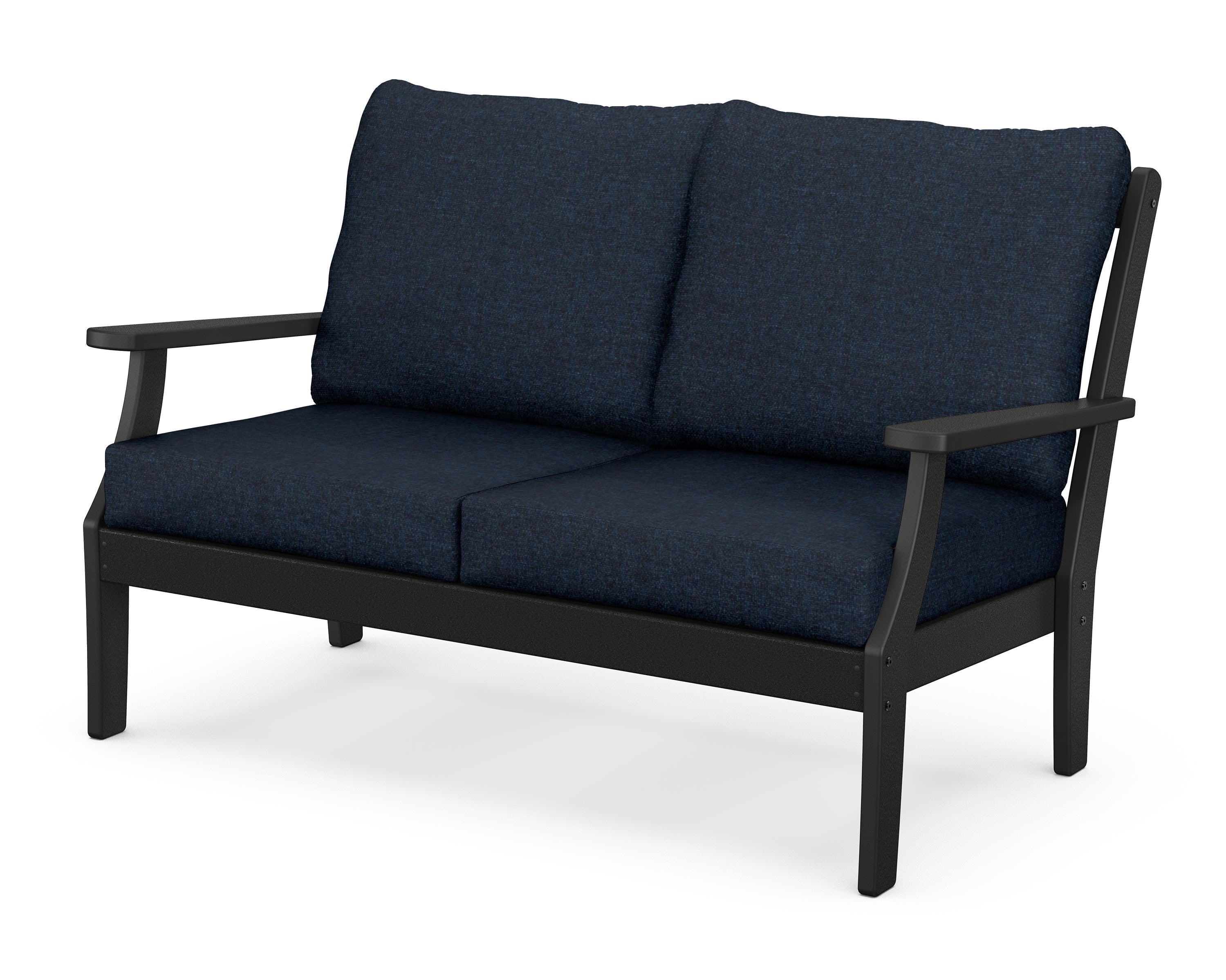 POLYWOOD® Braxton Deep Seating Loveseat in Black / Marine Indigo