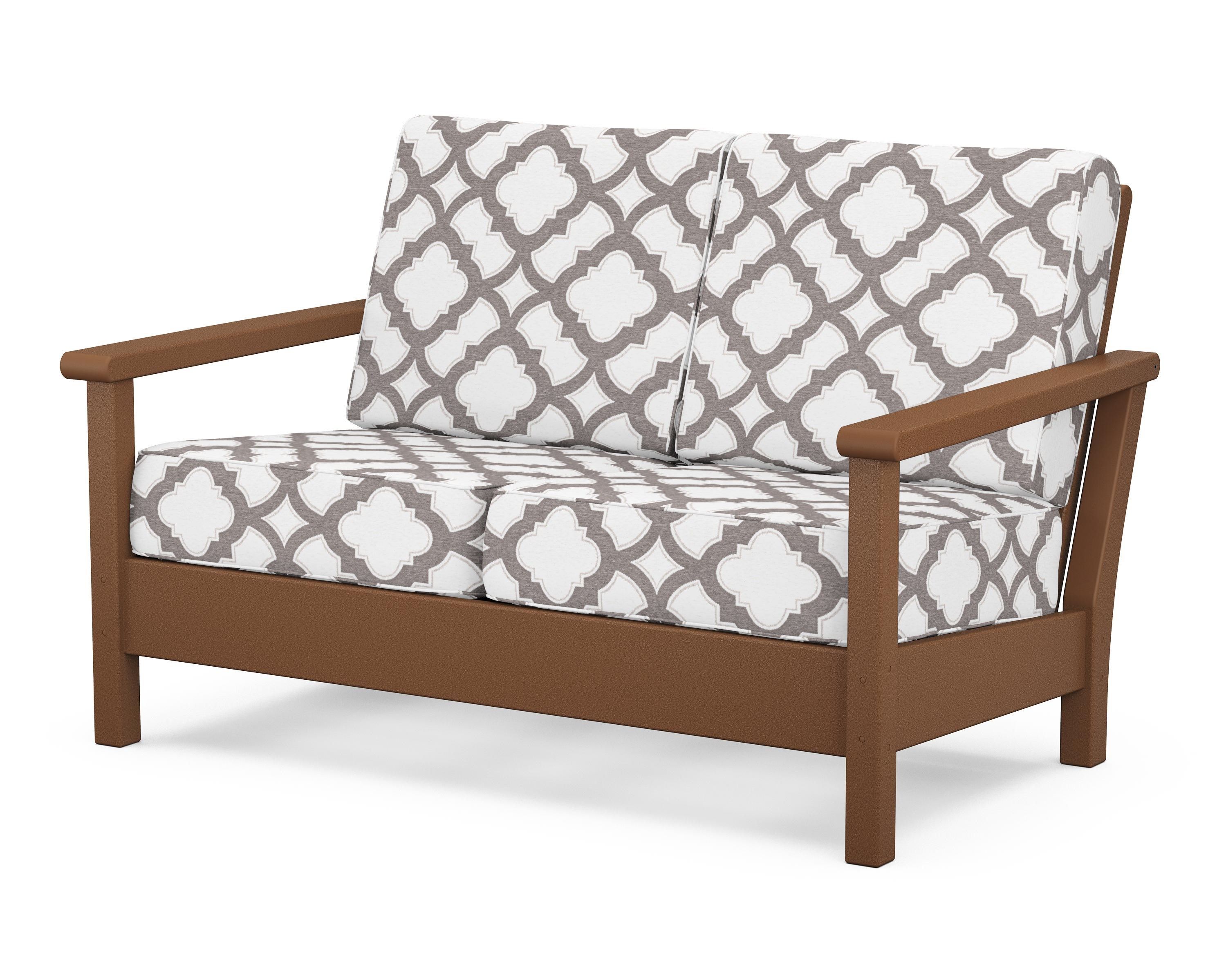 POLYWOOD® Harbour Deep Seating Loveseat in Teak / Trellis Grey Mist