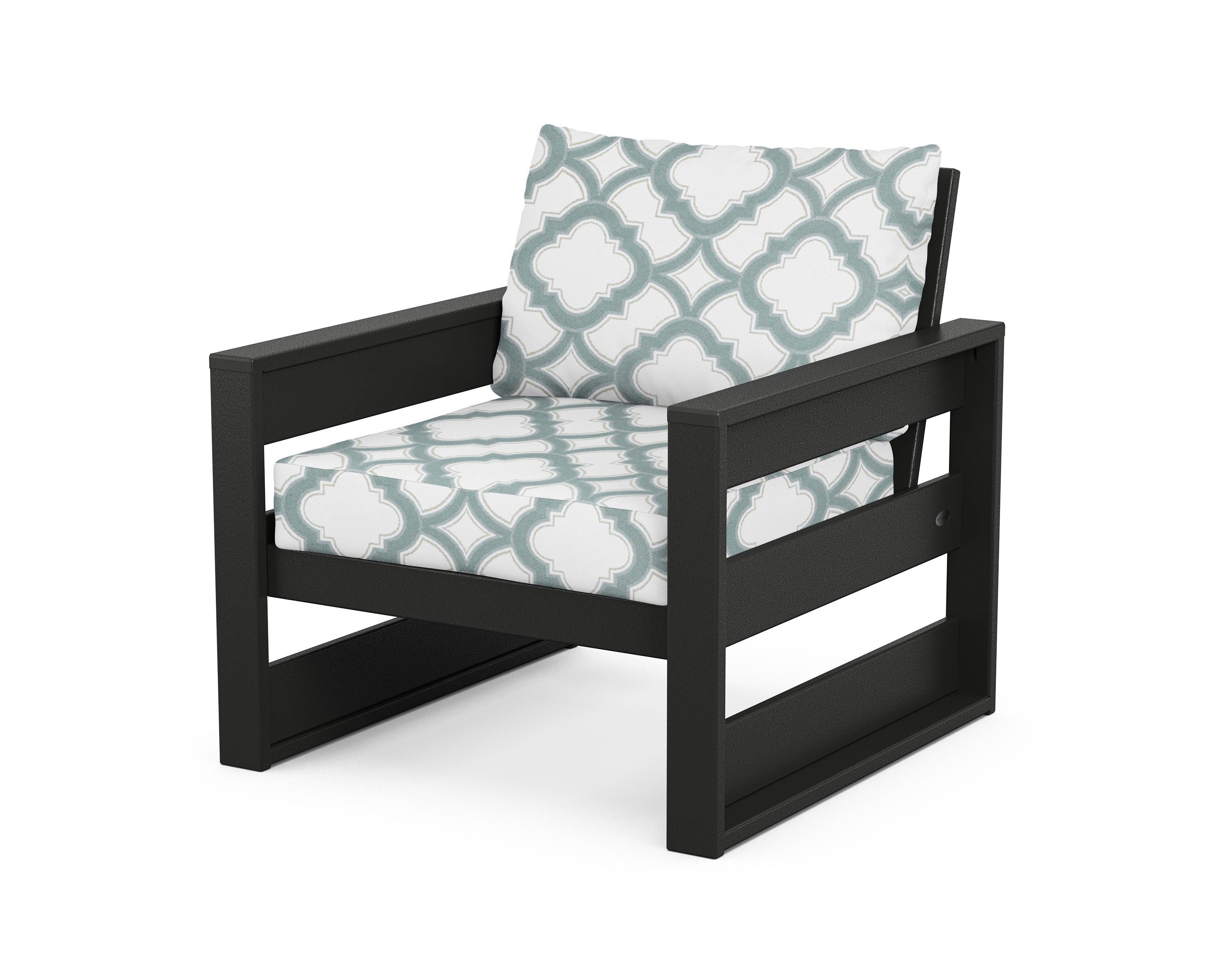 POLYWOOD® Westport Club Chair in Black / Trellis Glacier Spa
