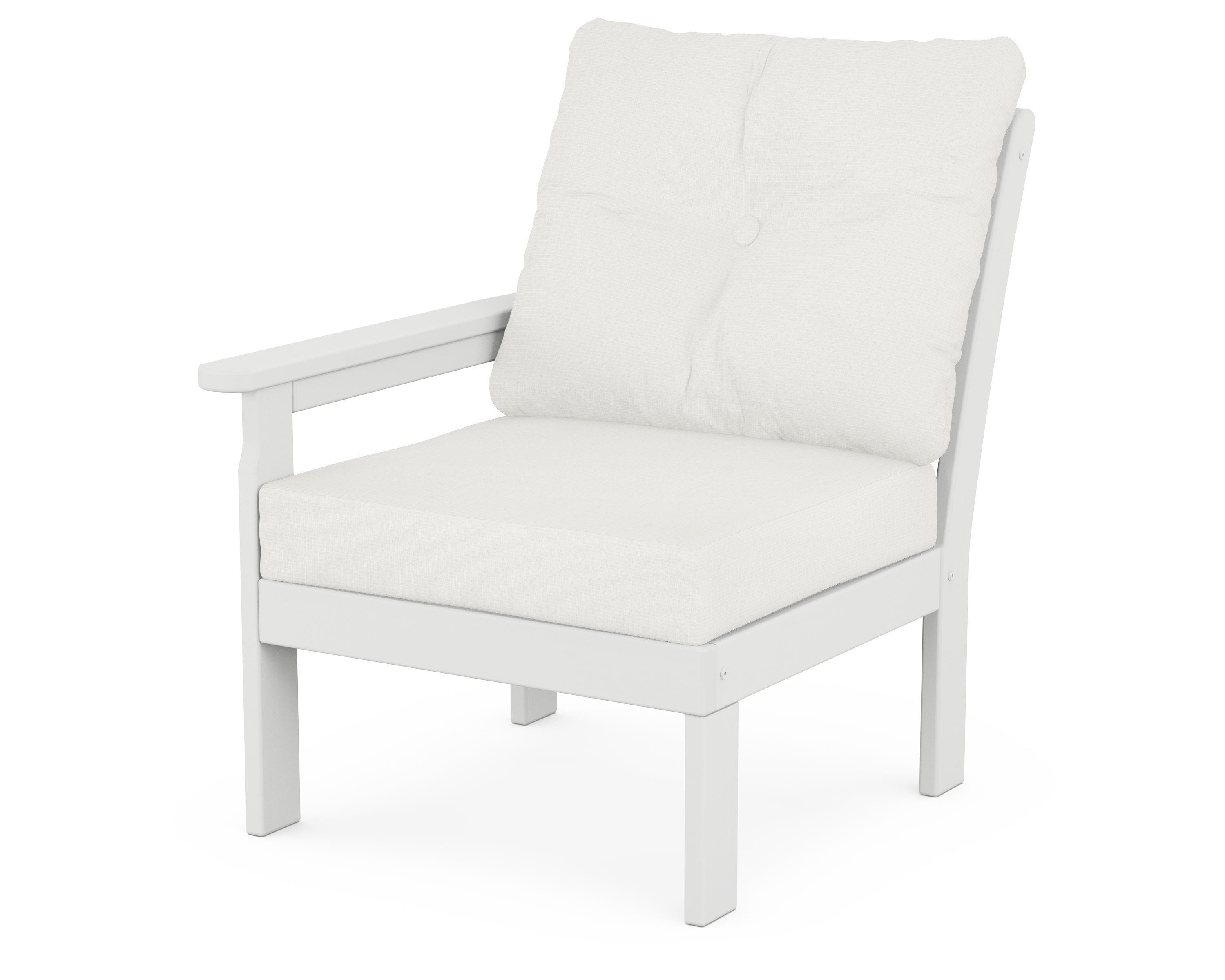 POLYWOOD® Vineyard Modular Left Arm Chair in White / Natural Linen