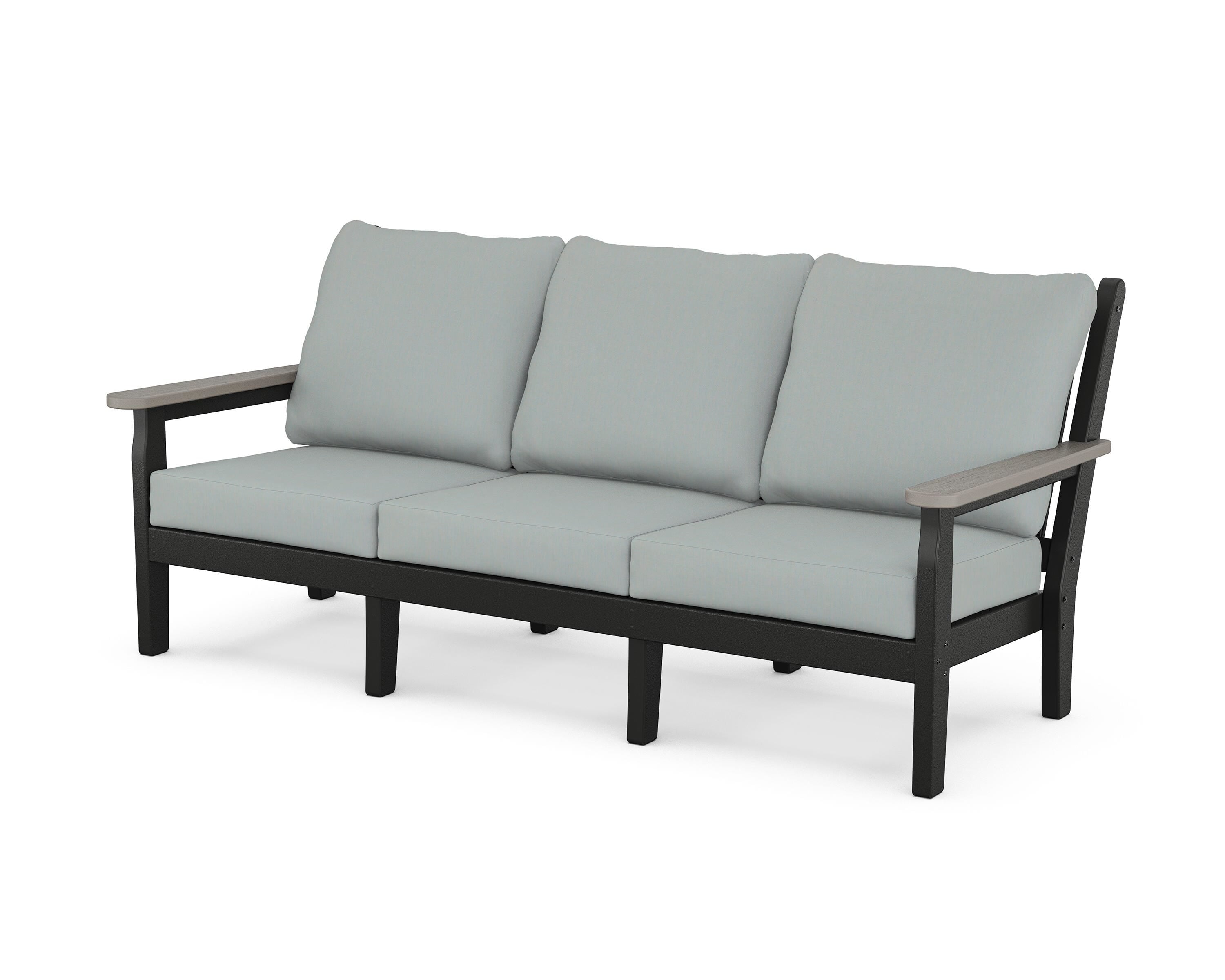 POLYWOOD® Chippendale Deep Seating Sofa in Black / Driftwood / Spa