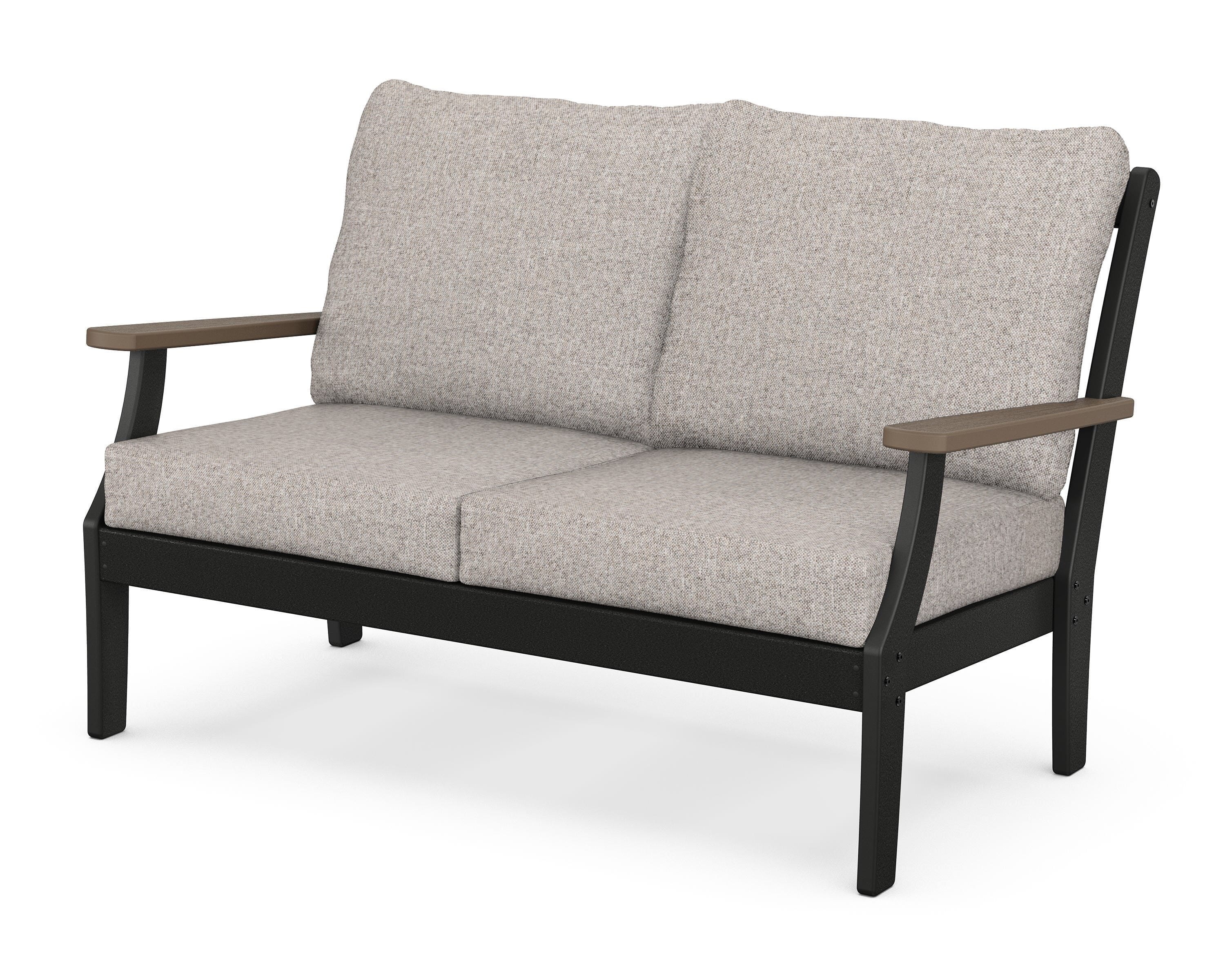 POLYWOOD® Braxton Deep Seating Loveseat in Black / Kona / Weathered Tweed