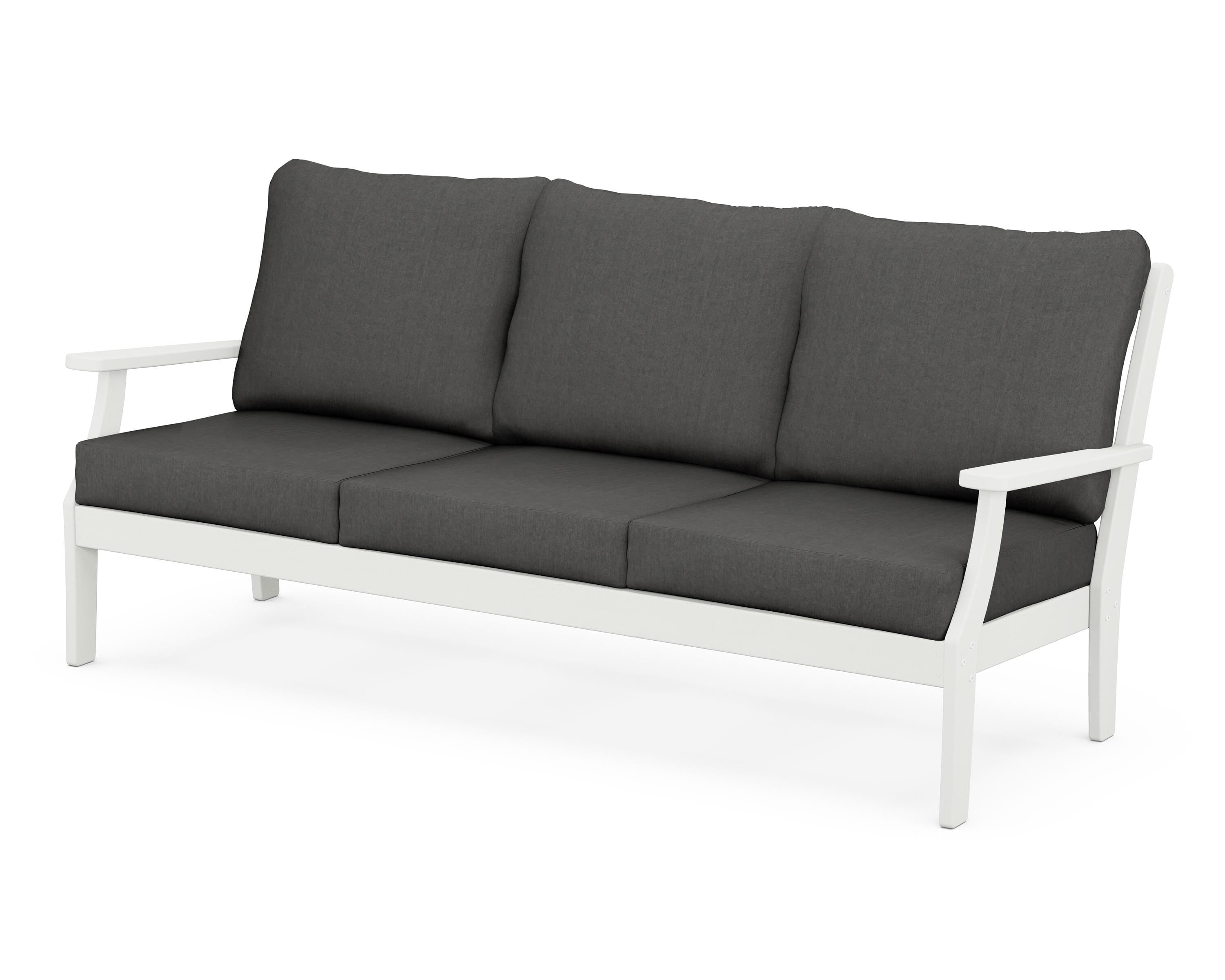 POLYWOOD® Braxton Deep Seating Sofa in Vintage White / Spectrum Carbon