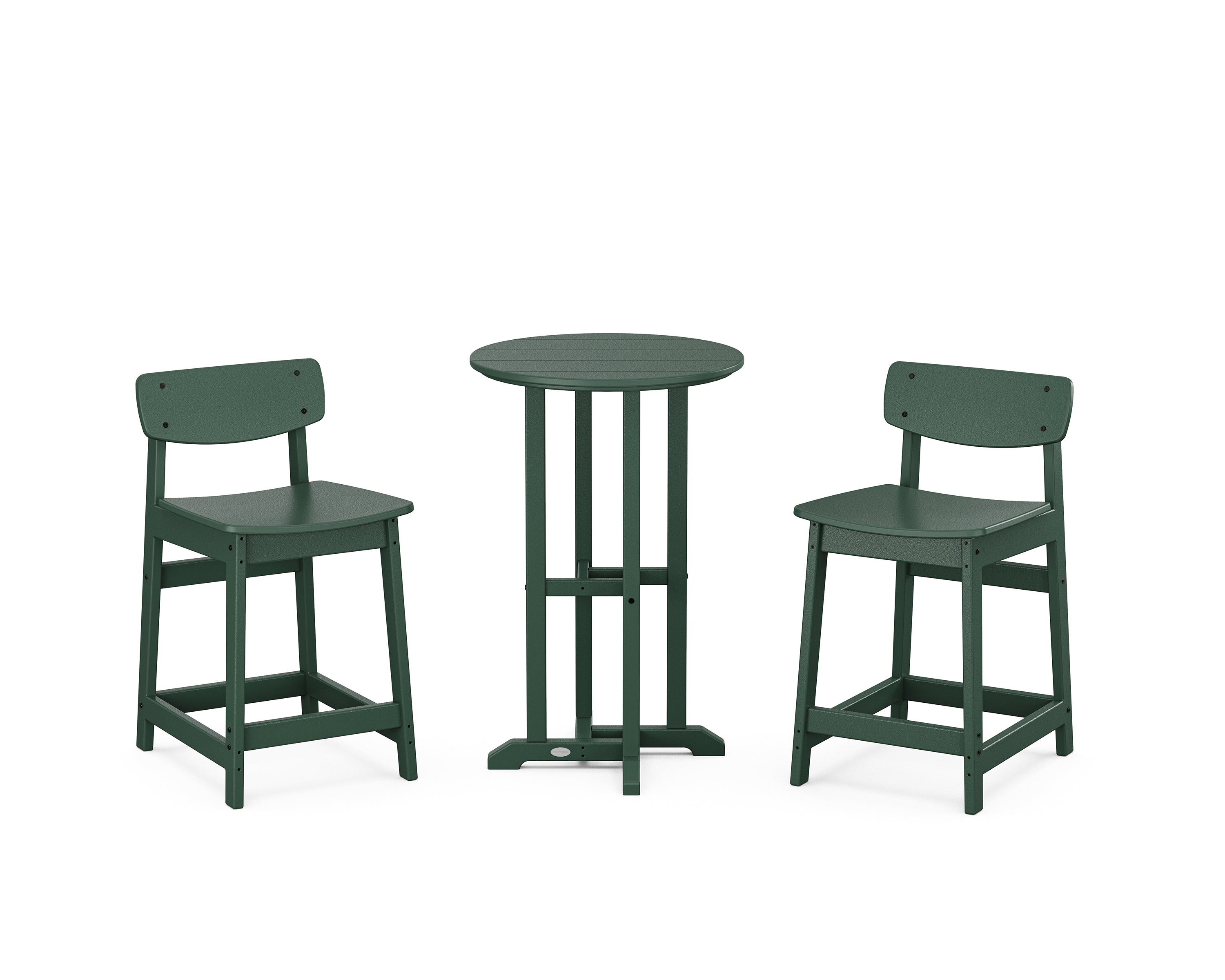 POLYWOOD® Modern Studio Urban Lowback 3-Piece Bistro Counter Set in Green