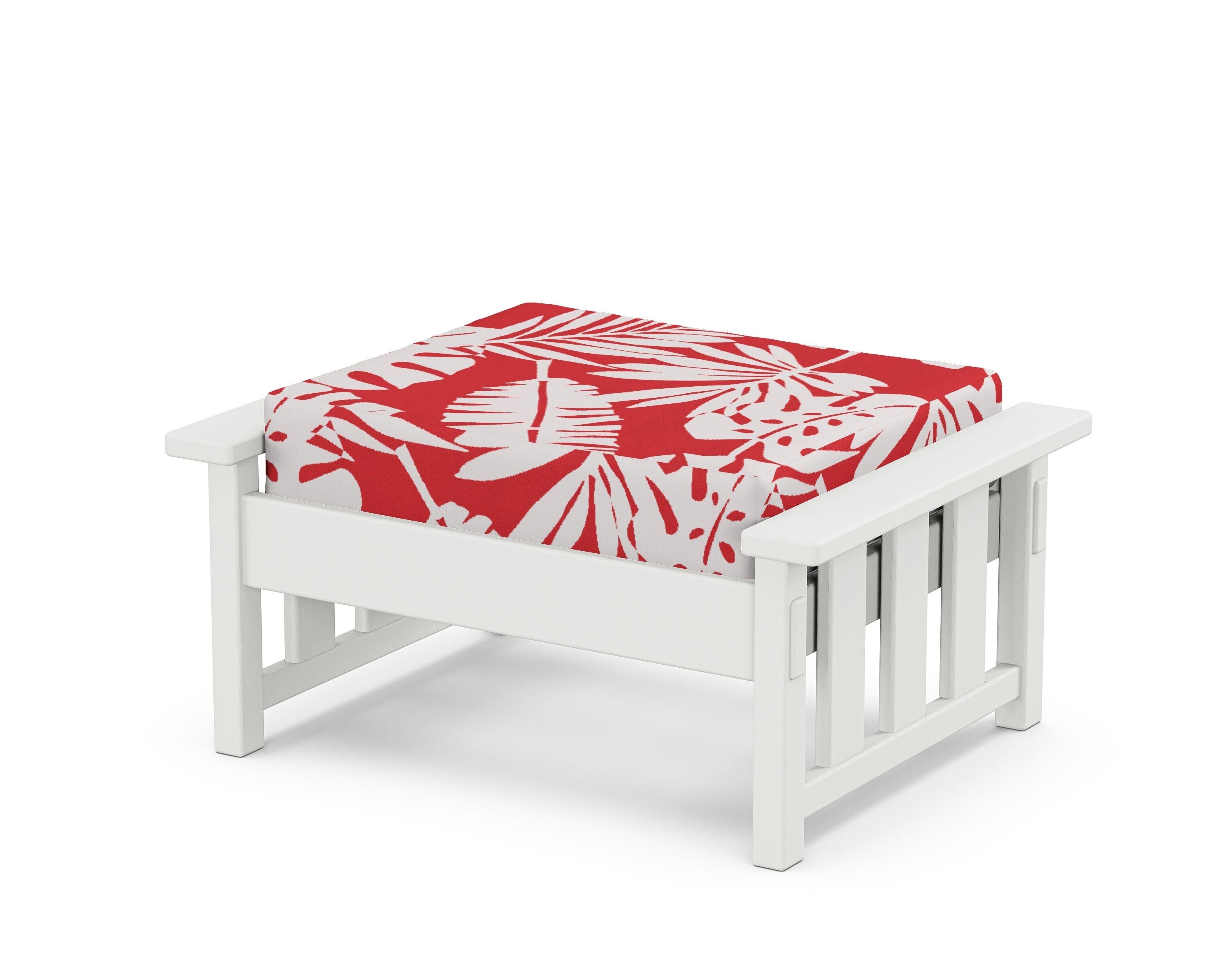 Martha Stewart by POLYWOOD® Acadia Deep Seating Ottoman in White / Leaf Crimson