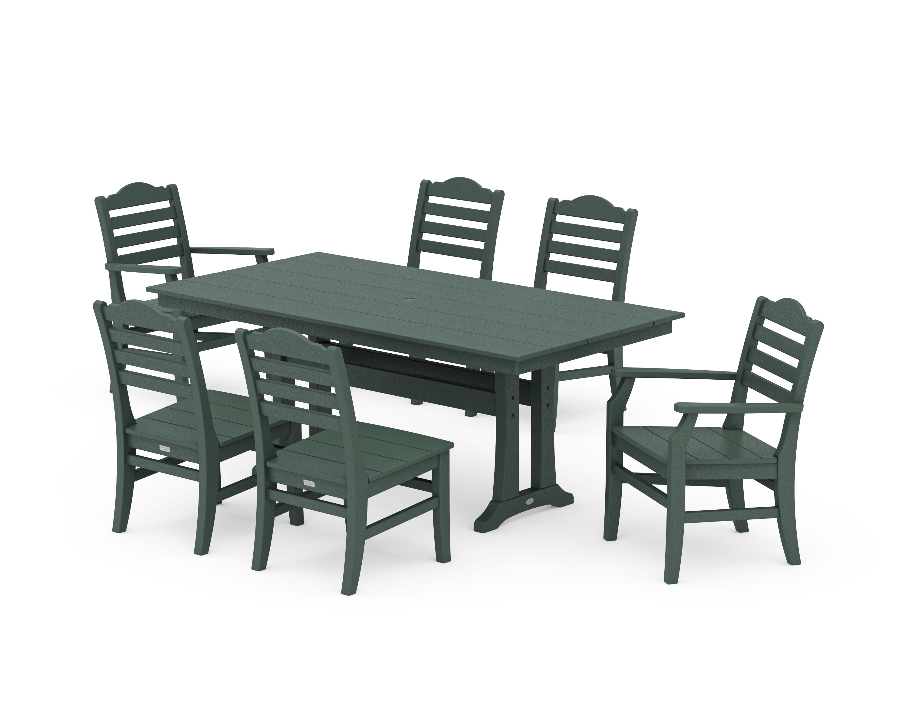 POLYWOOD® Savannah 7-Piece Farmhouse Dining Set with Trestle Legs in Green
