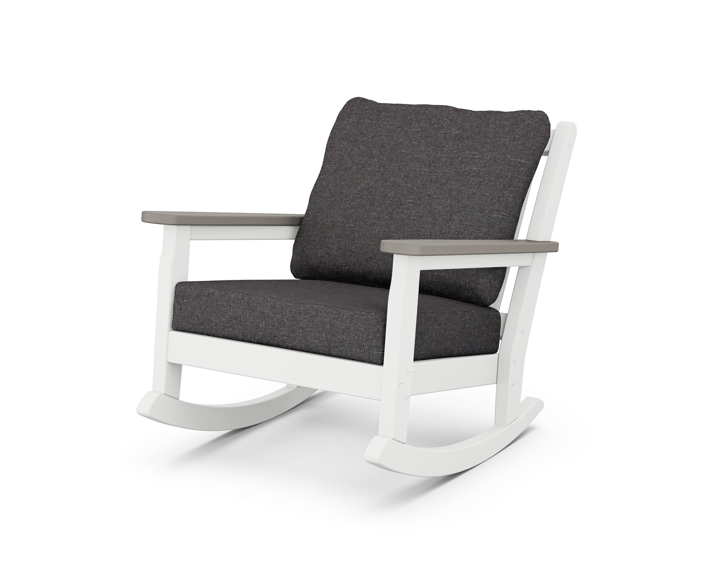 POLYWOOD® Chippendale Deep Seating Rocking Chair in White / Driftwood / Ash Charcoal