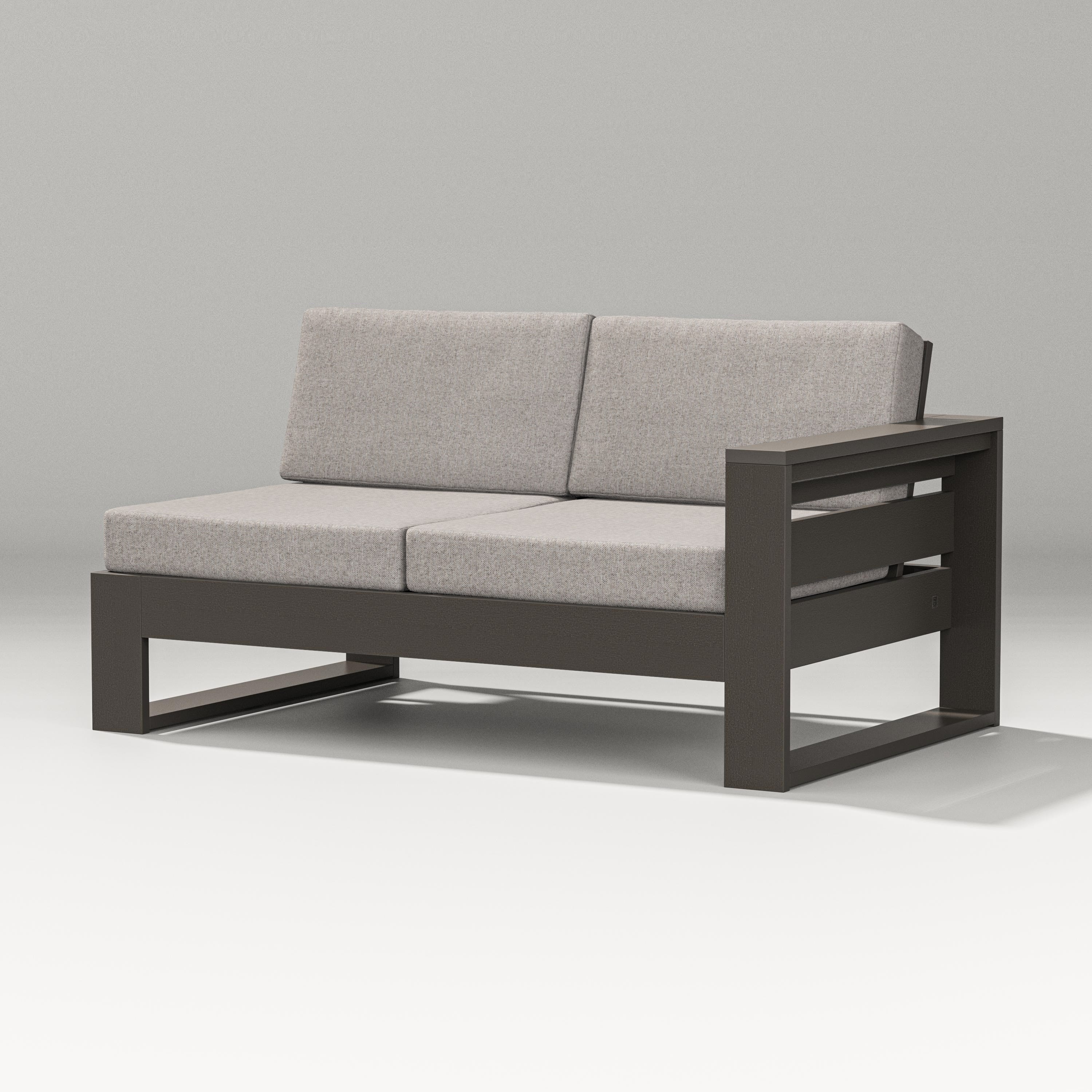PW Designer Series Latitude Modular Right Arm Loveseat in Vintage Coffee / Weathered Tweed