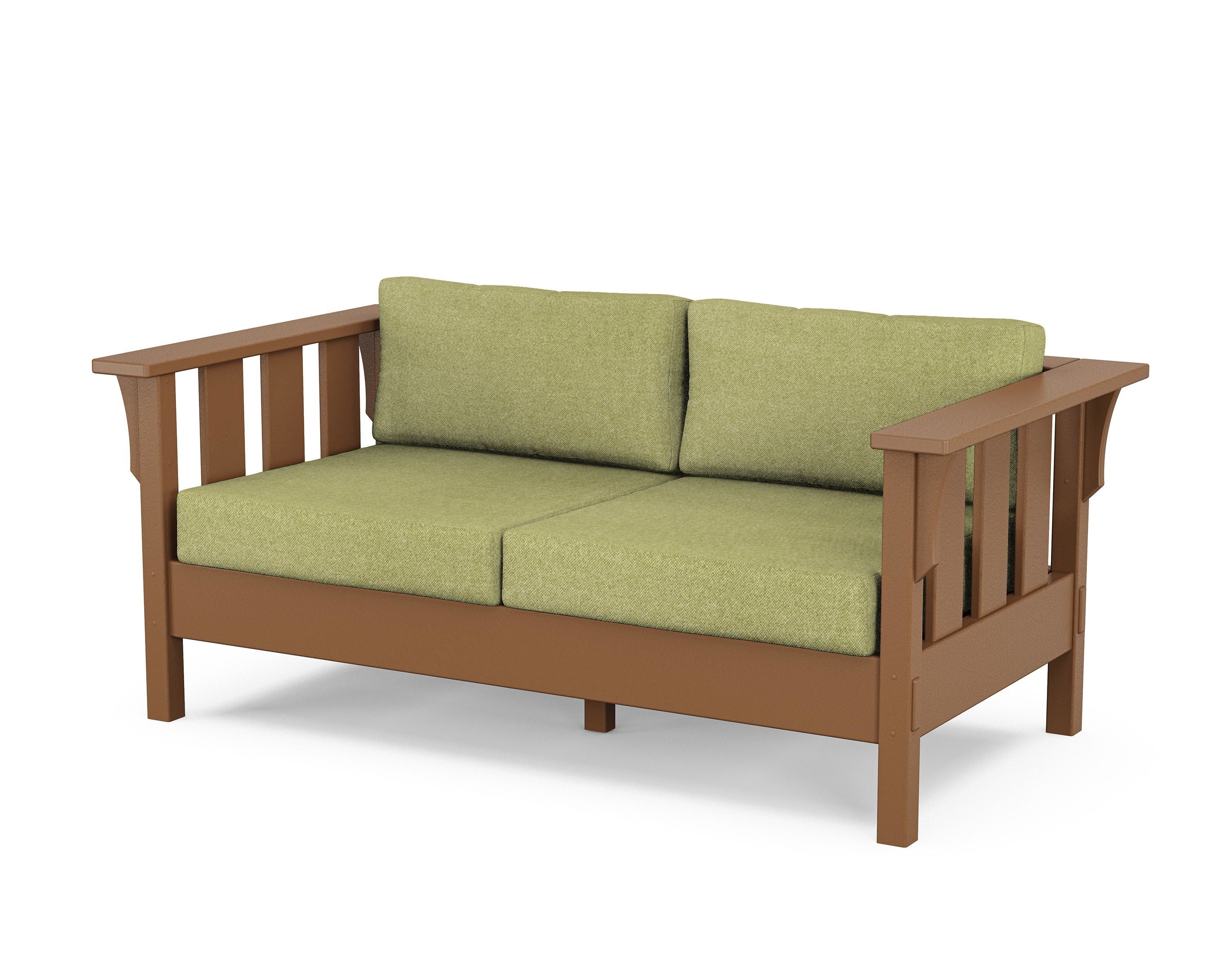 Martha Stewart by POLYWOOD® Acadia Deep Seating Loveseat in Teak / Chartreuse Boucle