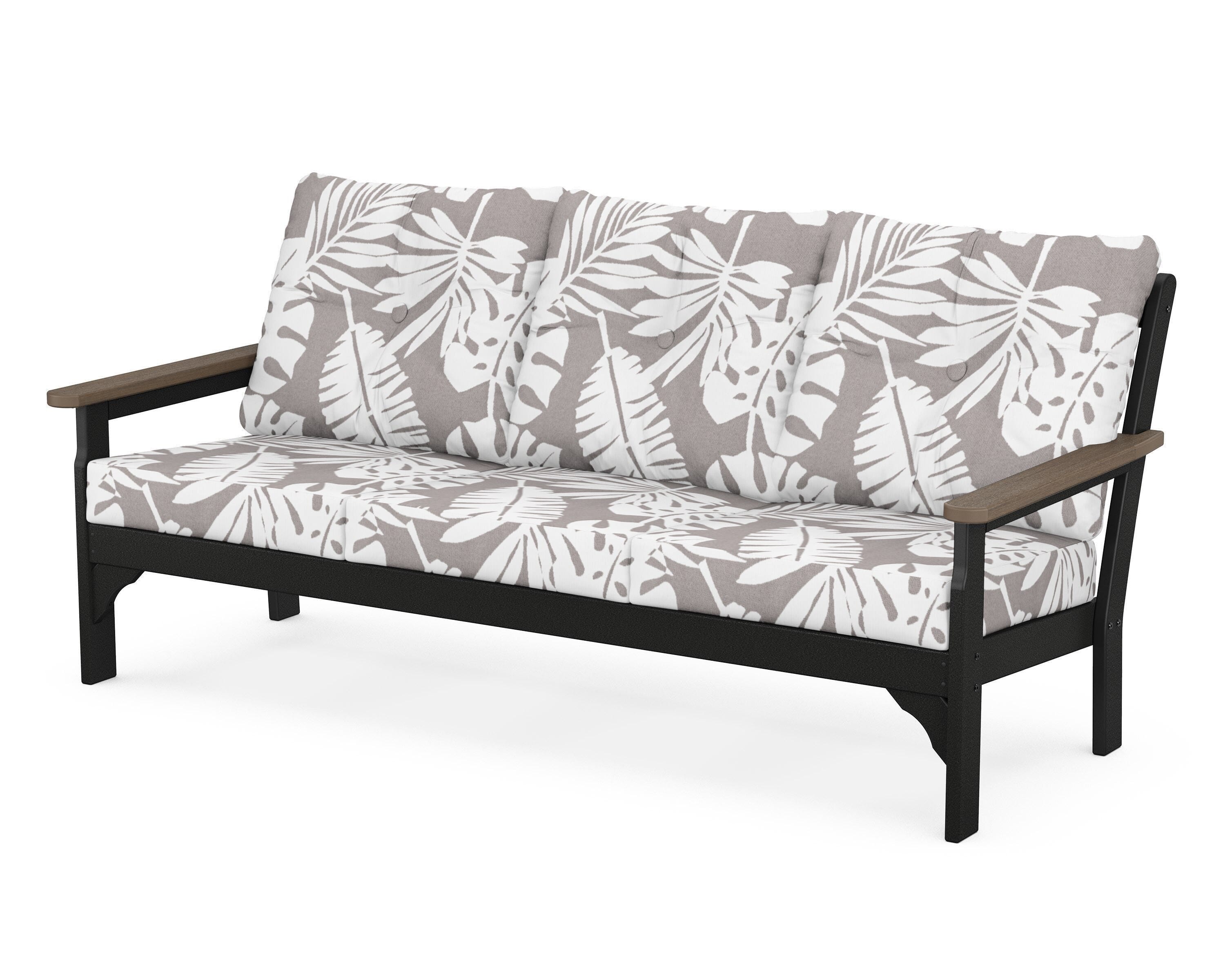 POLYWOOD® Vineyard Deep Seating Sofa in Black / Kona / Leaf Grey Mist