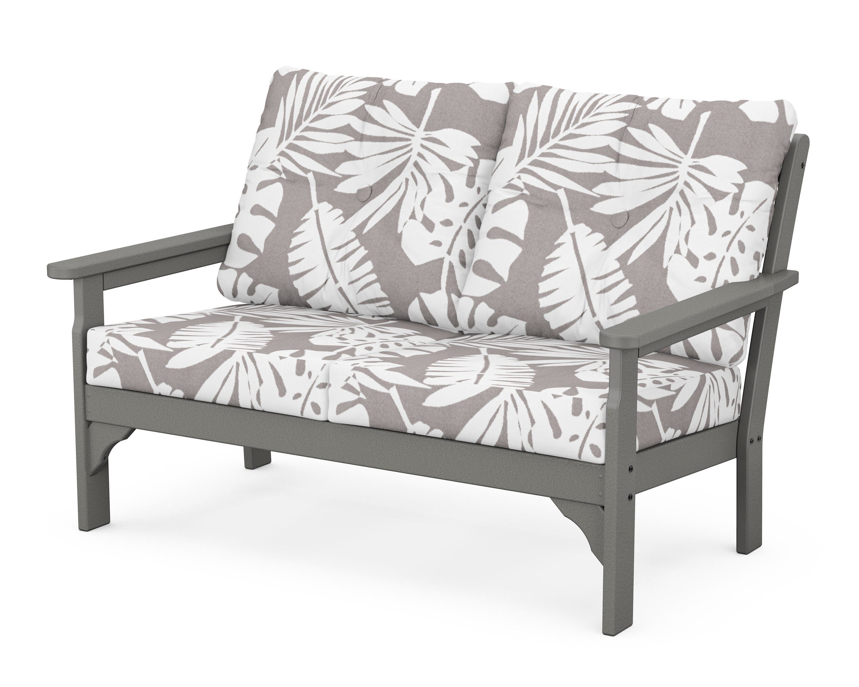POLYWOOD® Vineyard Deep Seating Loveseat in Slate Grey / Leaf Grey Mist