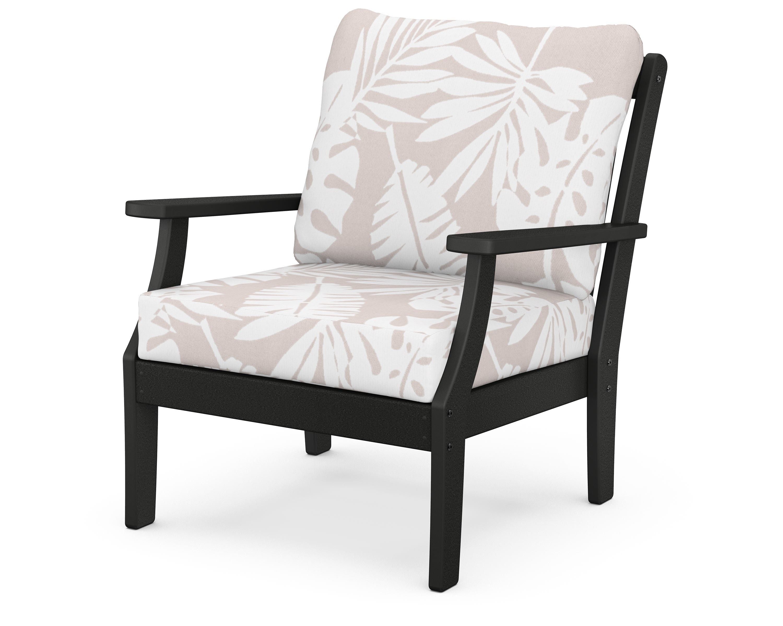 POLYWOOD® Braxton Deep Seating Chair in Black / Leaf Dune Burlap