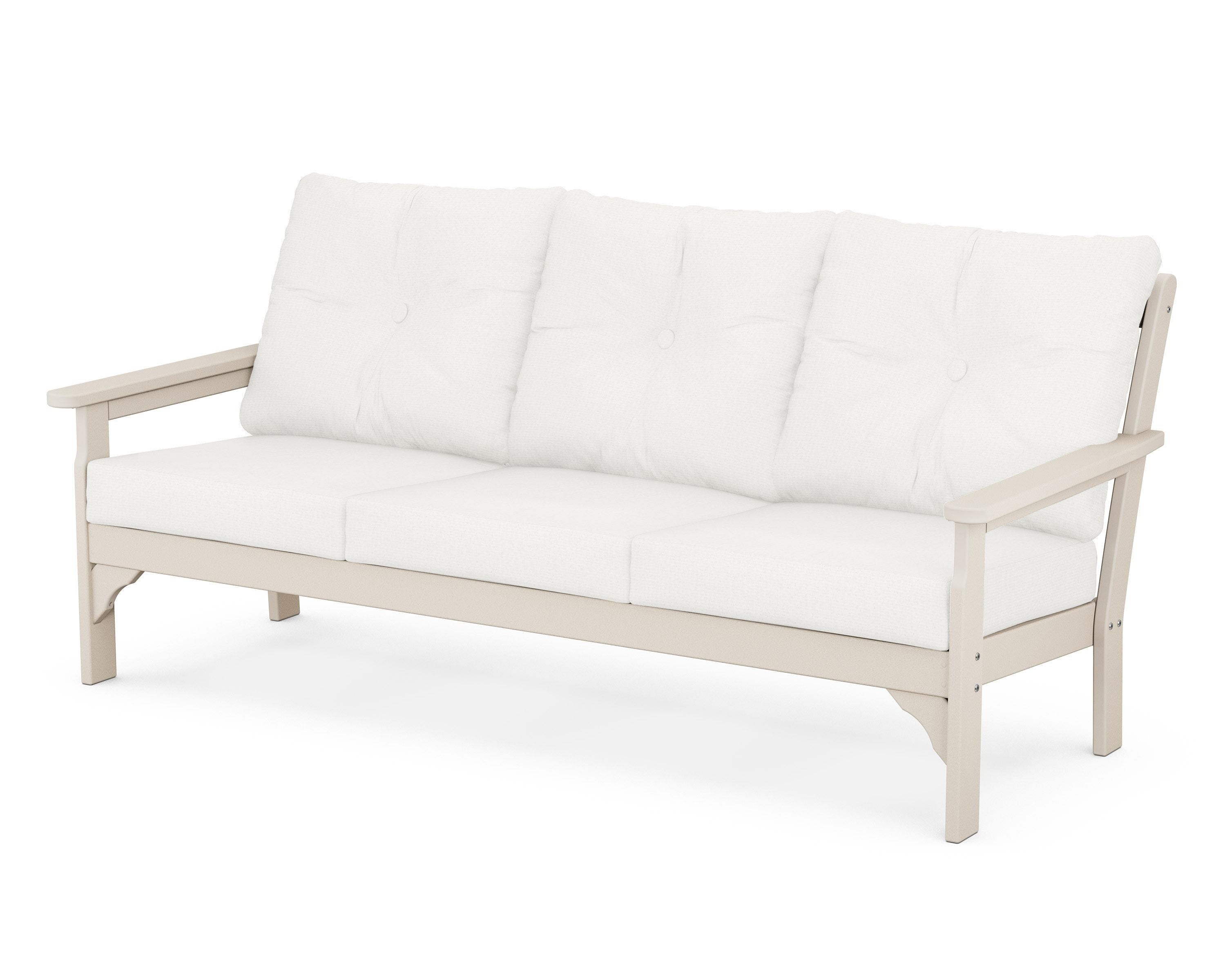 POLYWOOD® Vineyard Deep Seating Sofa in Sand / Natural Linen