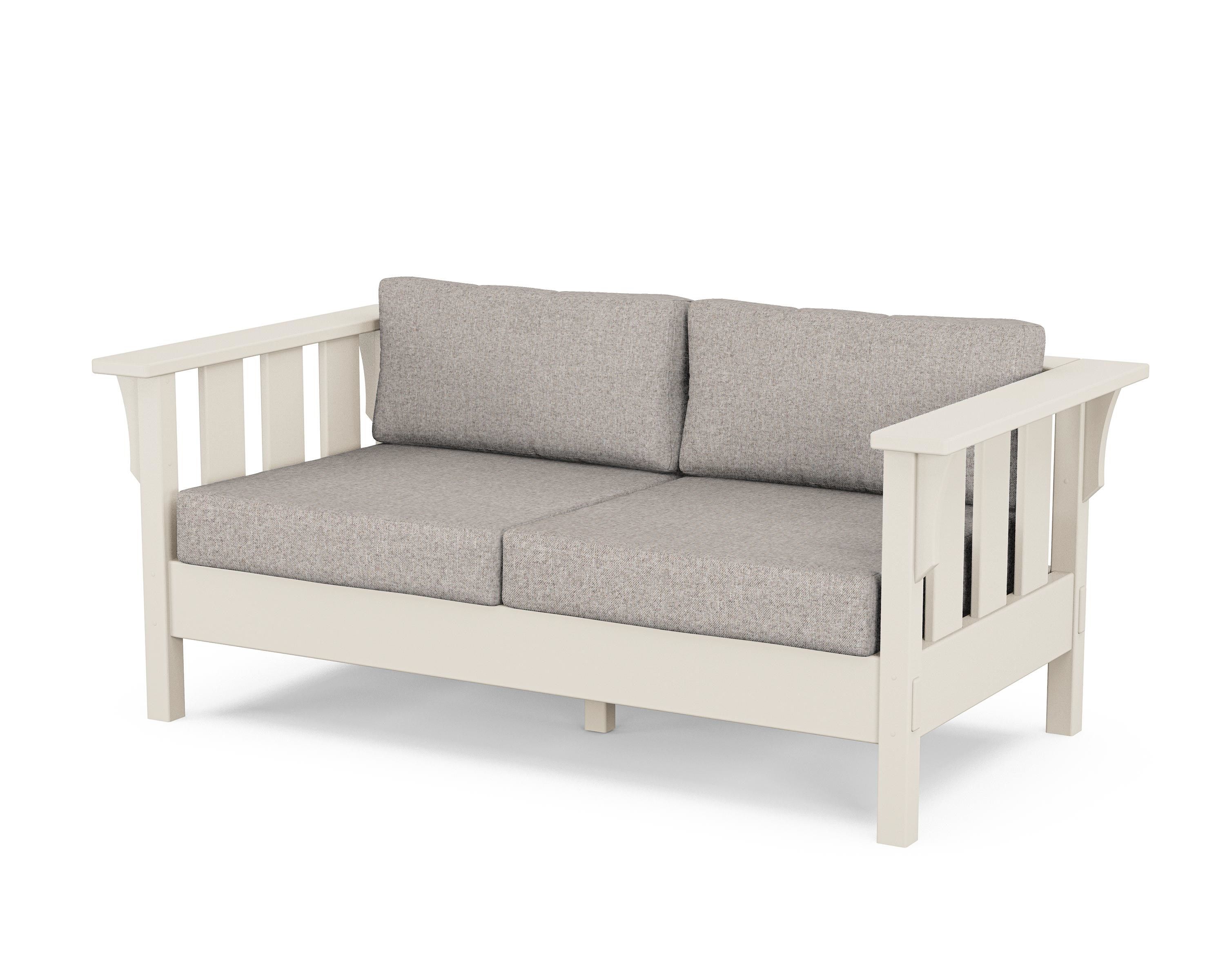 Martha Stewart by POLYWOOD® Acadia Deep Seating Loveseat in Sand / Weathered Tweed