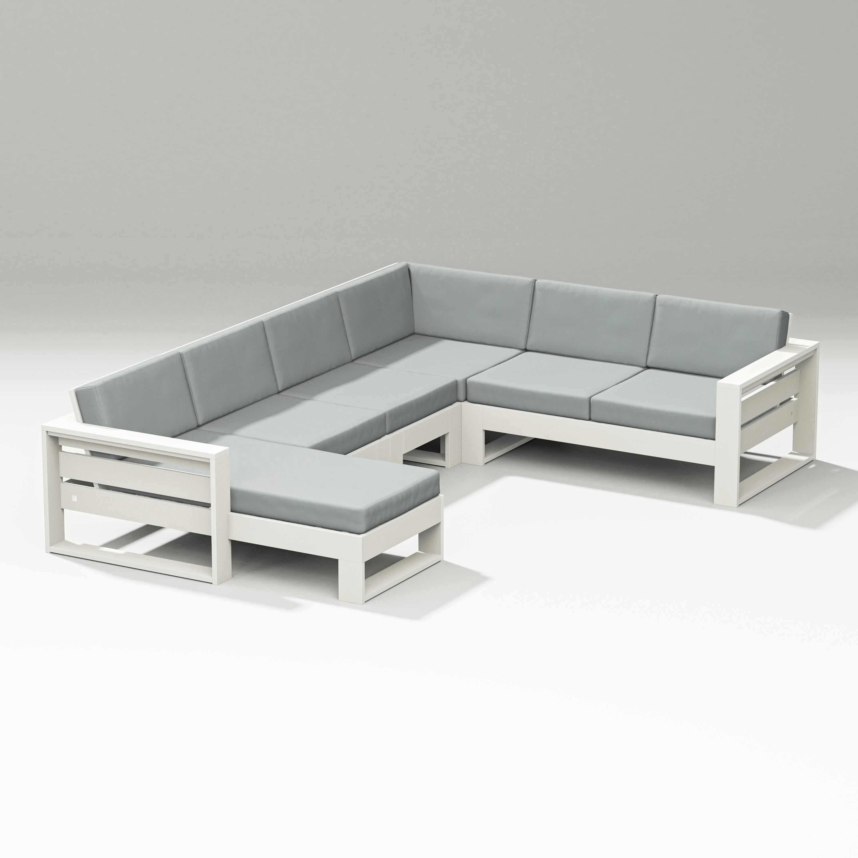 PW Designer Series Latitude Corner Sectional with Left Chaise in Vintage White / Spa