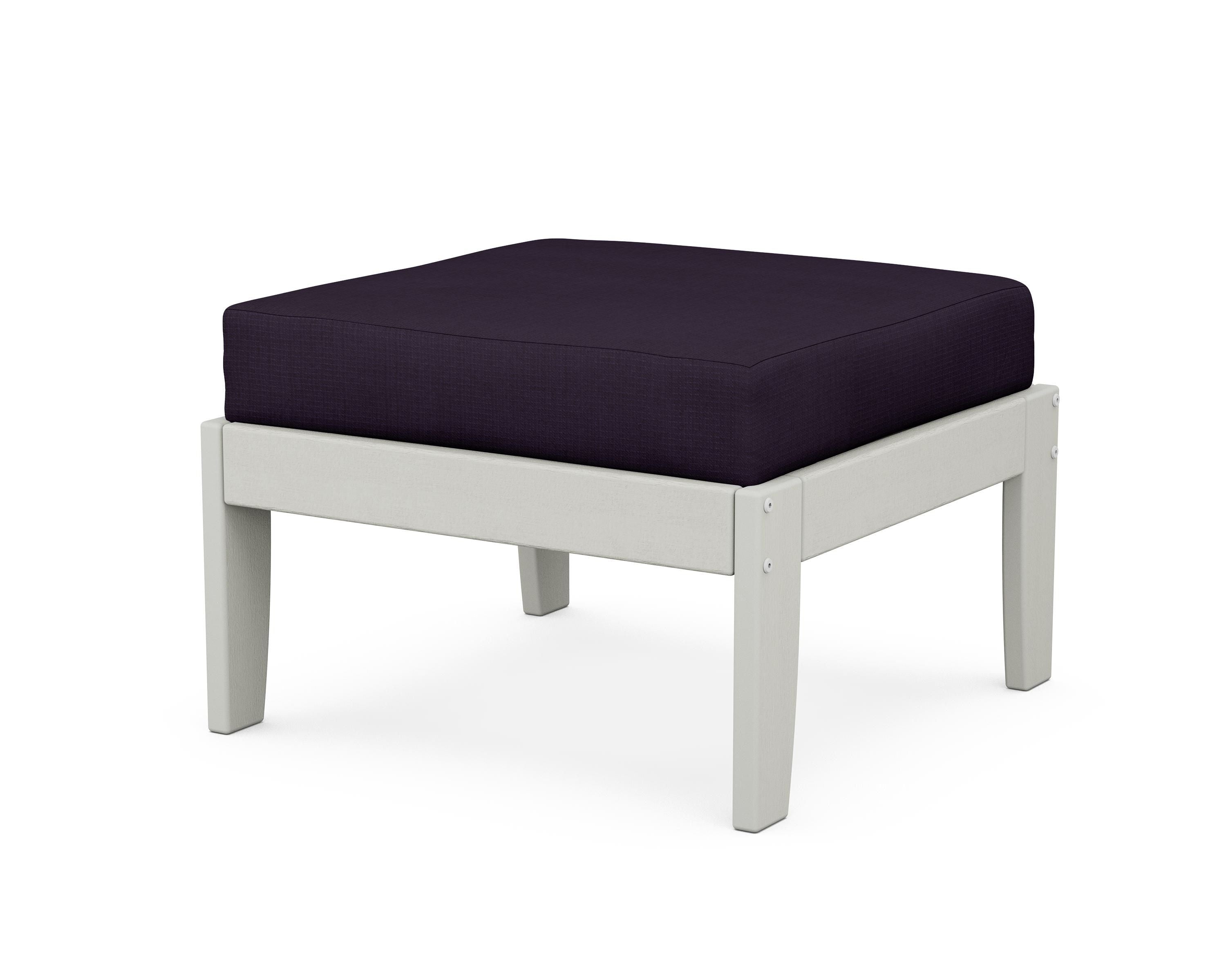 Unbranded Modular Ottoman - Classic in Vintage White / Navy Linen