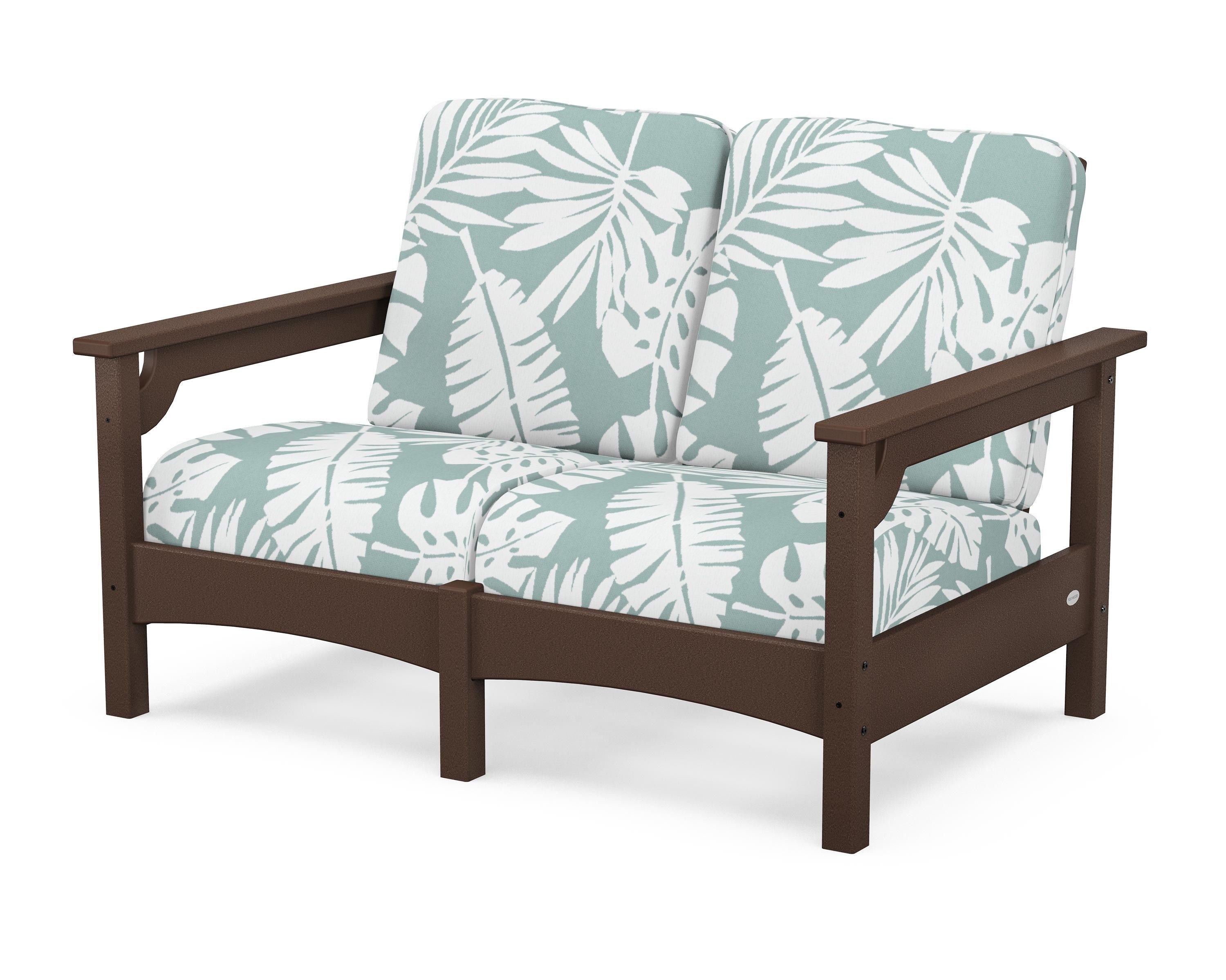 POLYWOOD® Club Loveseat in Mahogany / Leaf Glacier Spa