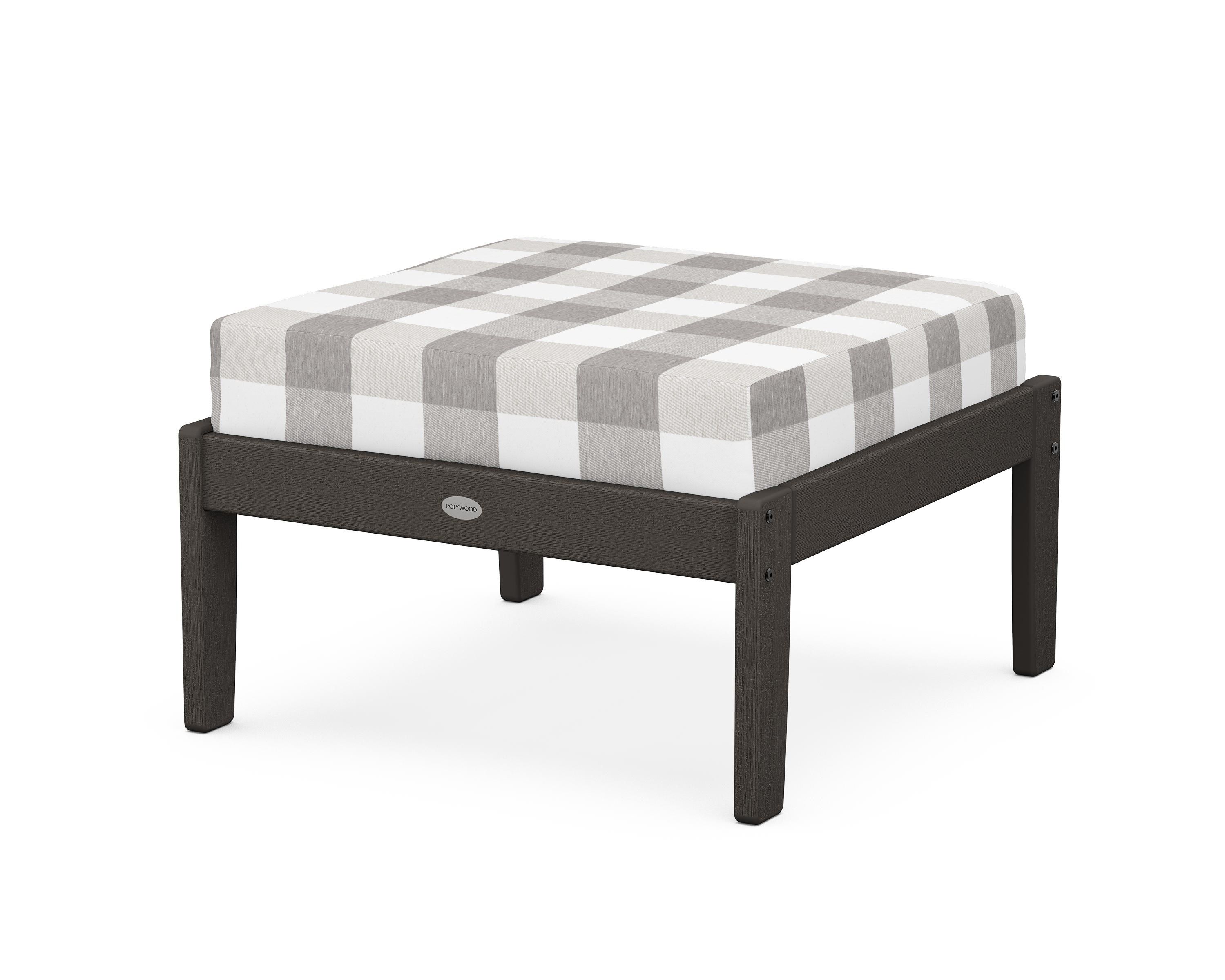 POLYWOOD® Braxton Deep Seating Ottoman in Vintage Coffee / Buffalo Plaid Grey Mist