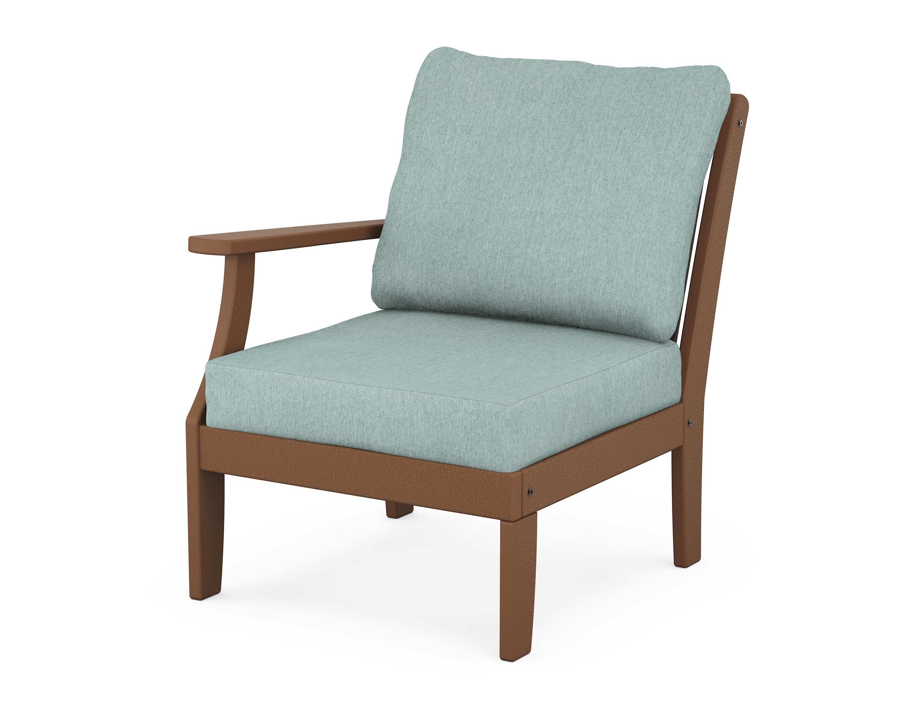 POLYWOOD® Braxton Modular Left Arm Chair in Teak / Glacier Spa