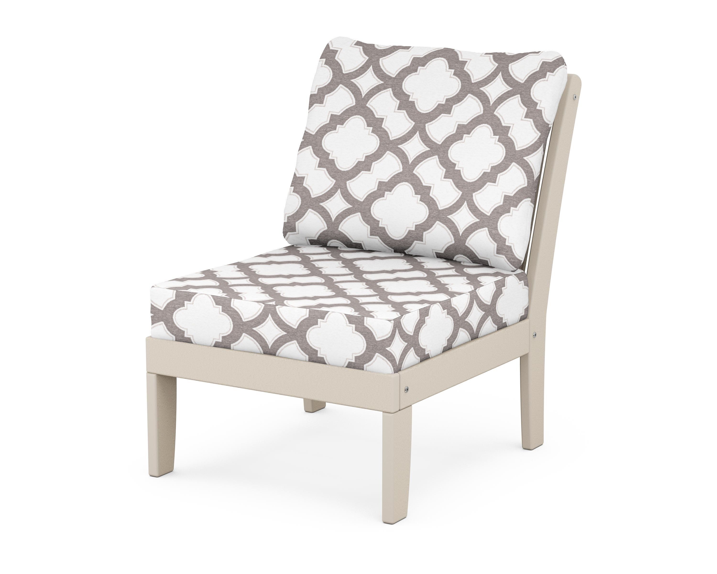 POLYWOOD® Braxton Modular Armless Chair in Sand / Trellis Grey Mist
