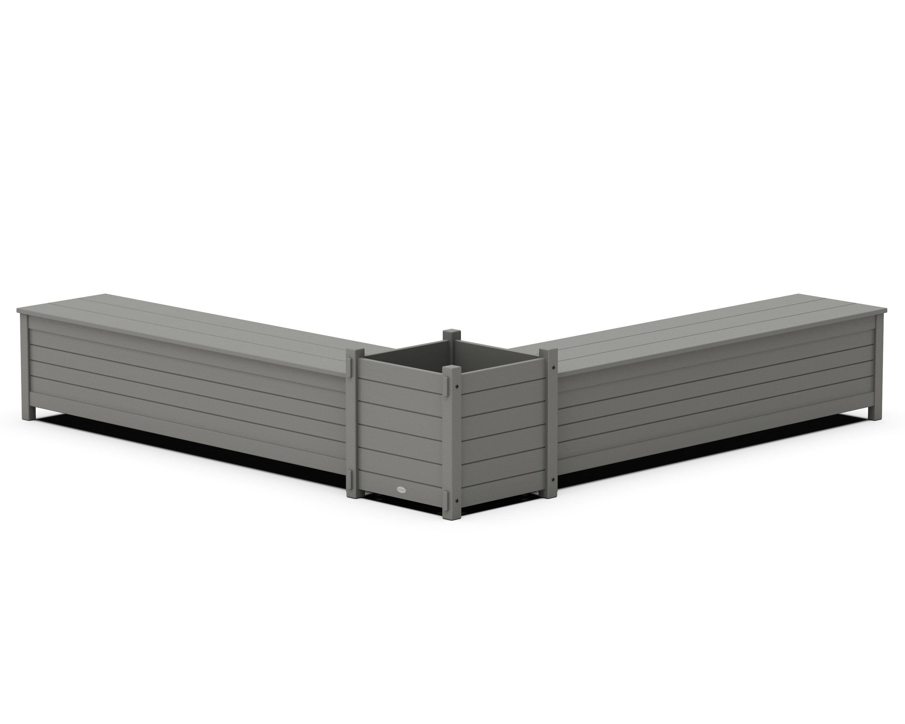 POLYWOOD® 72" Nautical L- Shaped Planter Storage Bench Set- Large in Slate Grey