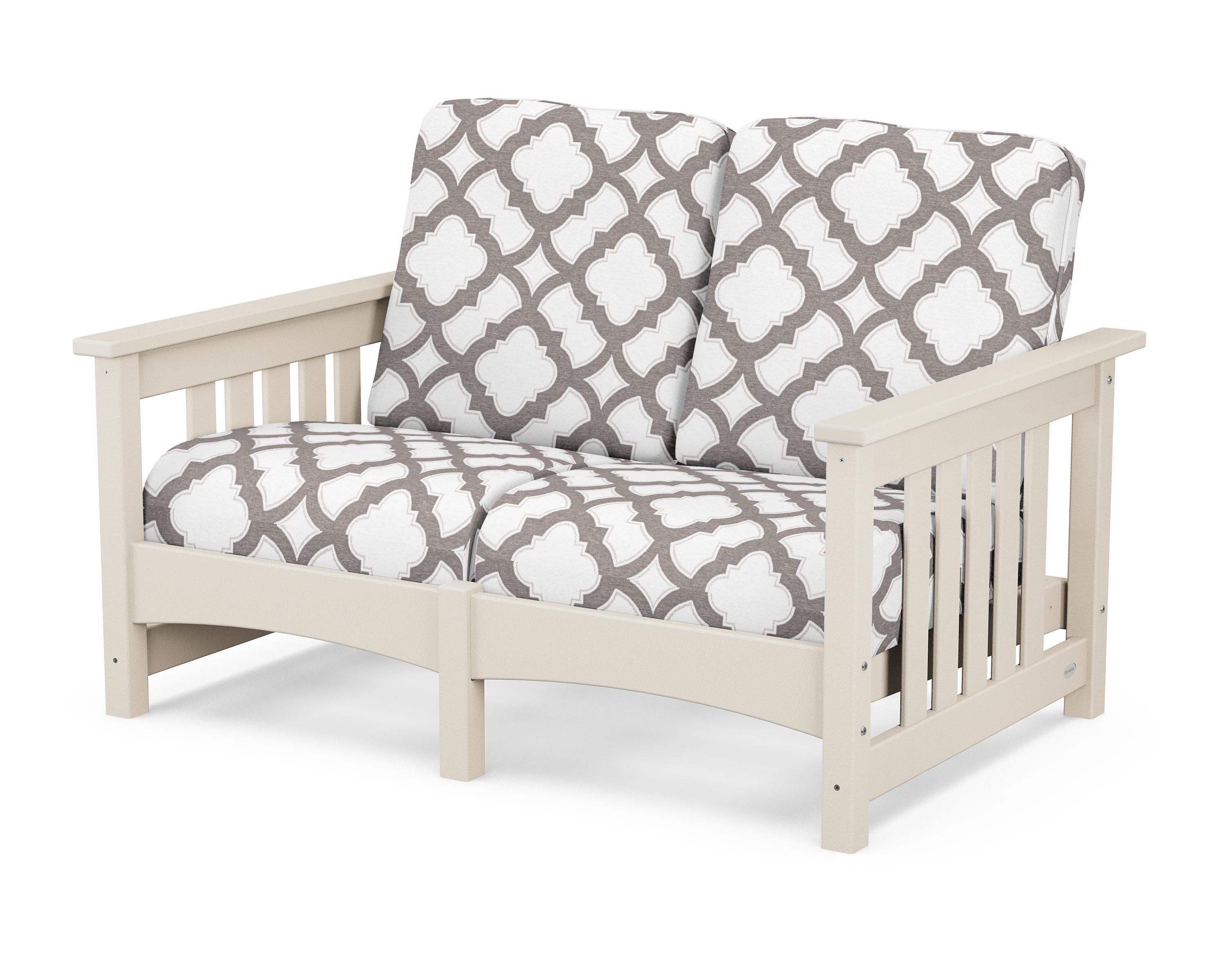 POLYWOOD® Club Mission Loveseat in Sand / Trellis Grey Mist
