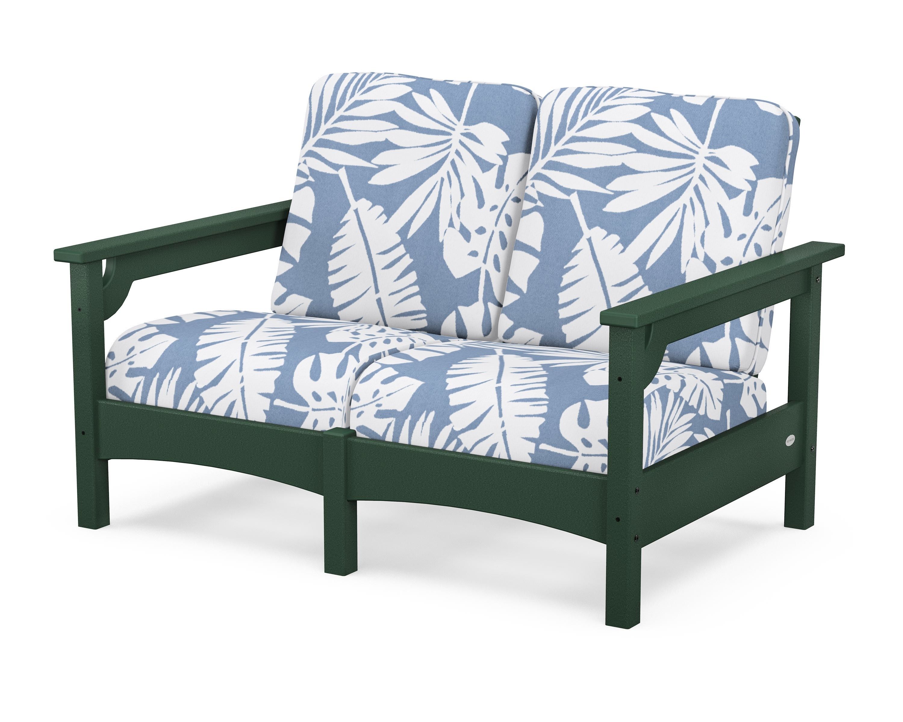POLYWOOD® Club Loveseat in Green / Leaf Sky Blue