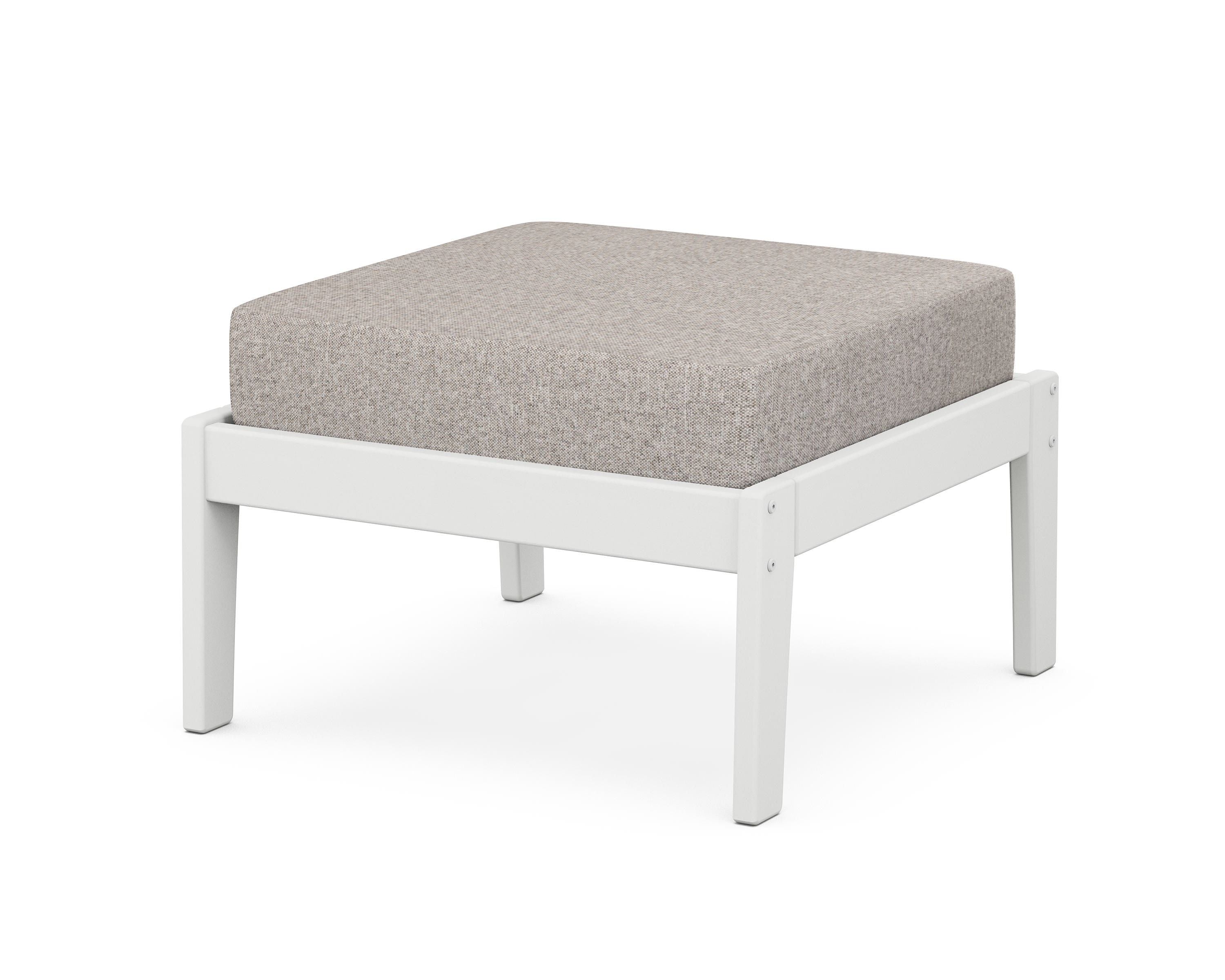 Unbranded Deep Seating Ottoman in White / Weathered Tweed