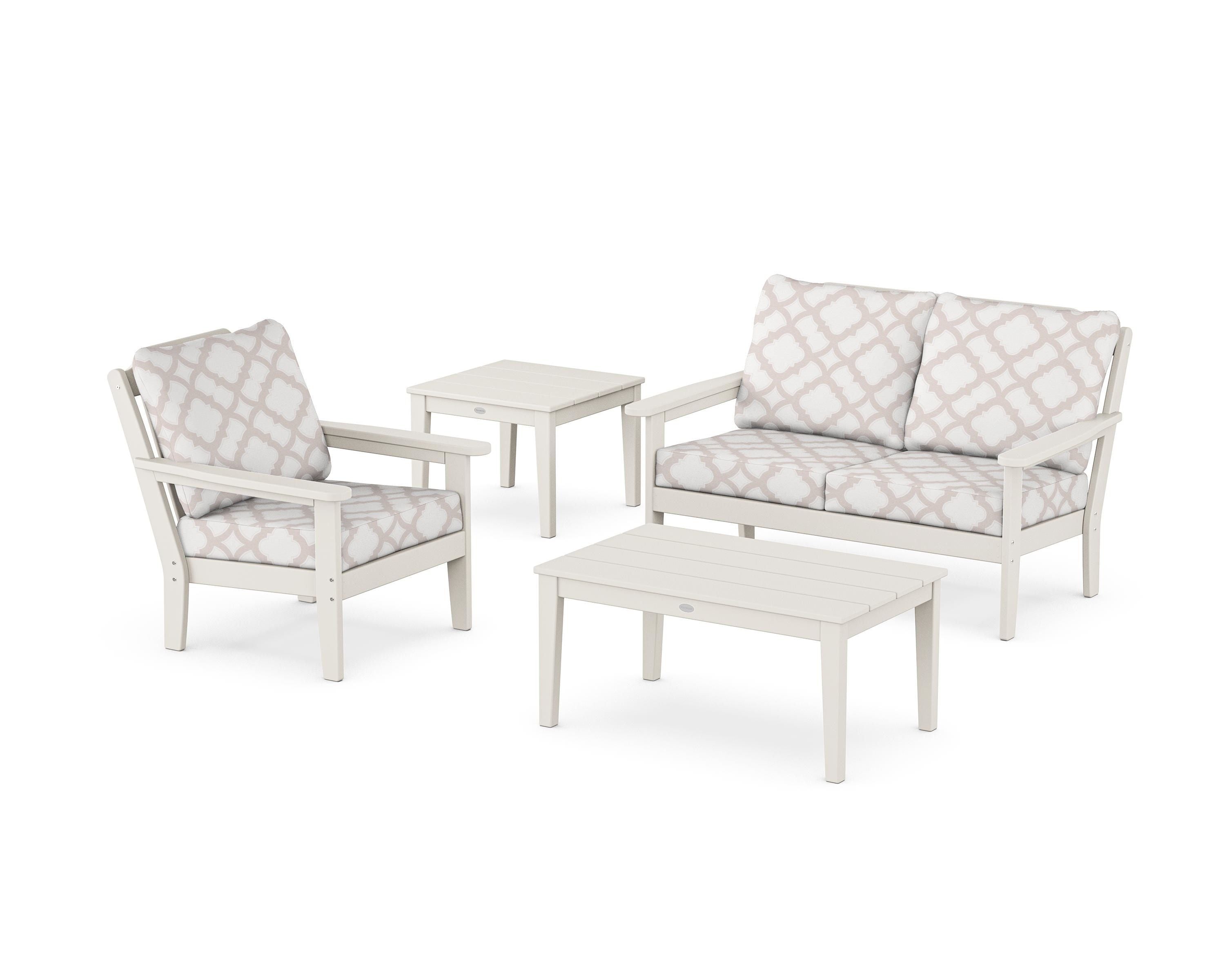Country Living Wovendale 4-Piece Deep Seating Set in Sand / Trellis Dune Burlap