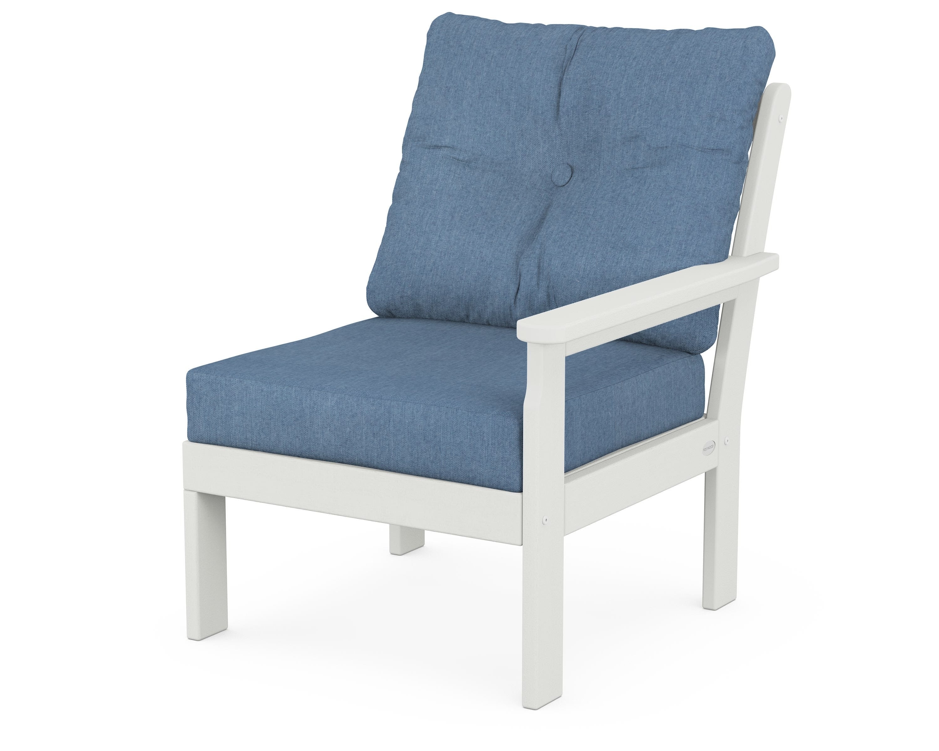 POLYWOOD® Vineyard Modular Right Arm Chair in Vintage White / Sky Blue