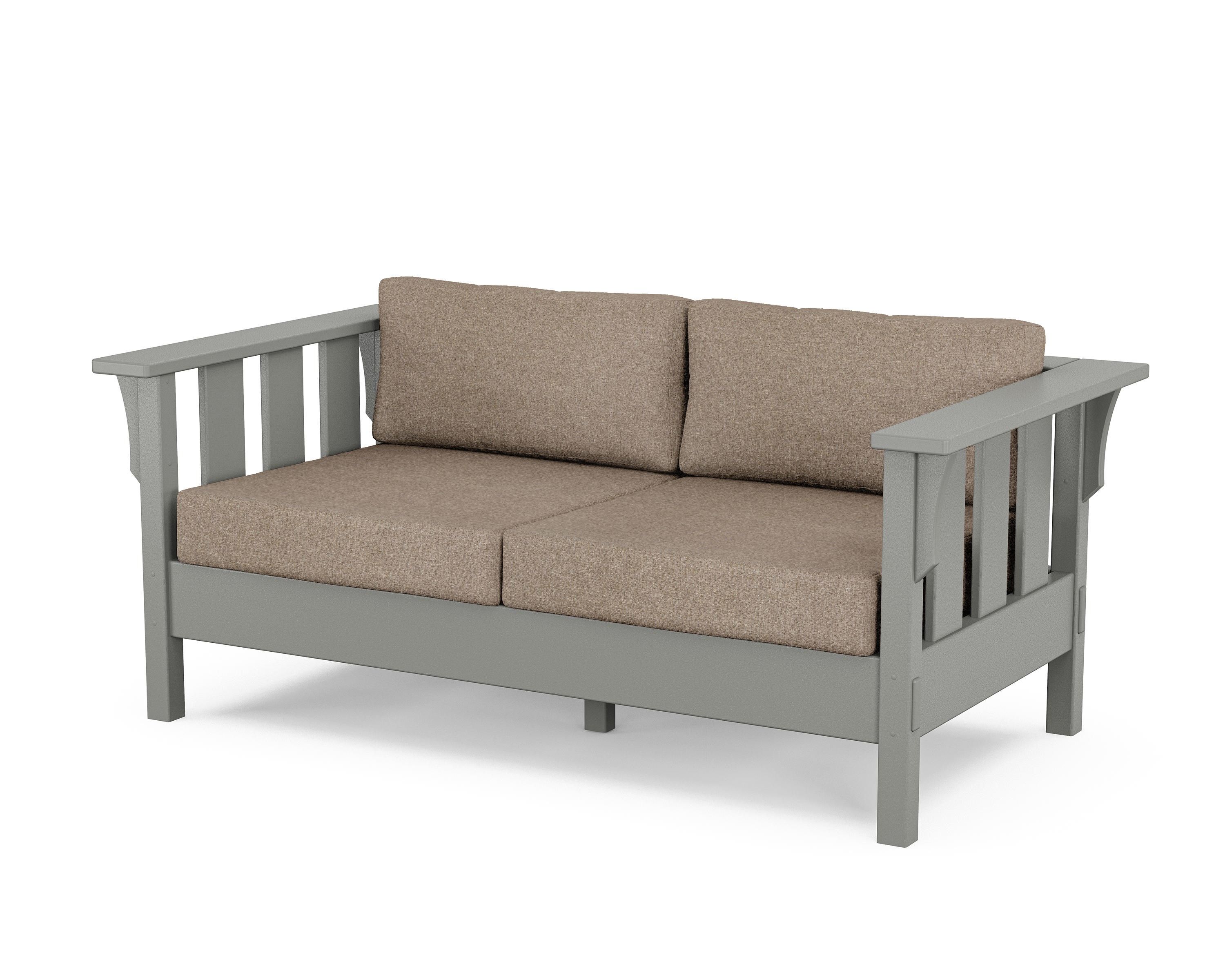 Martha Stewart by POLYWOOD® Acadia Deep Seating Loveseat in Slate Grey / Spiced Burlap