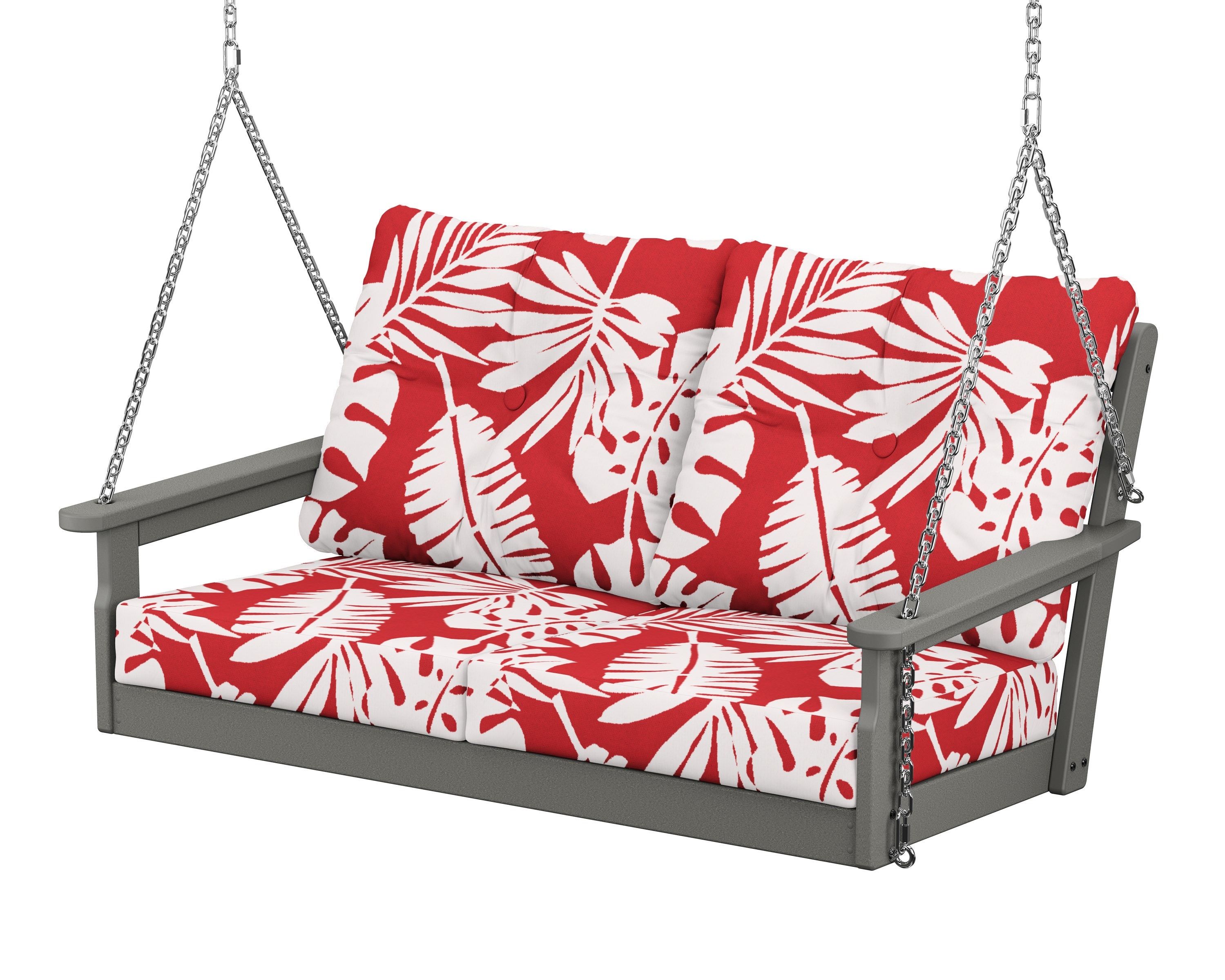 POLYWOOD® Vineyard Deep Seating Swing in Slate Grey / Leaf Crimson
