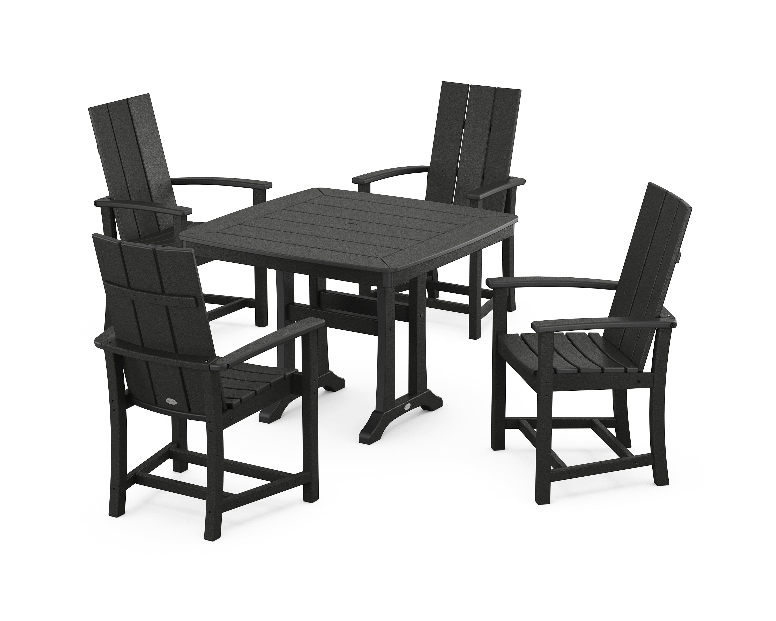 POLYWOOD® Modern Adirondack 5-Piece Dining Set with Trestle Legs in Black
