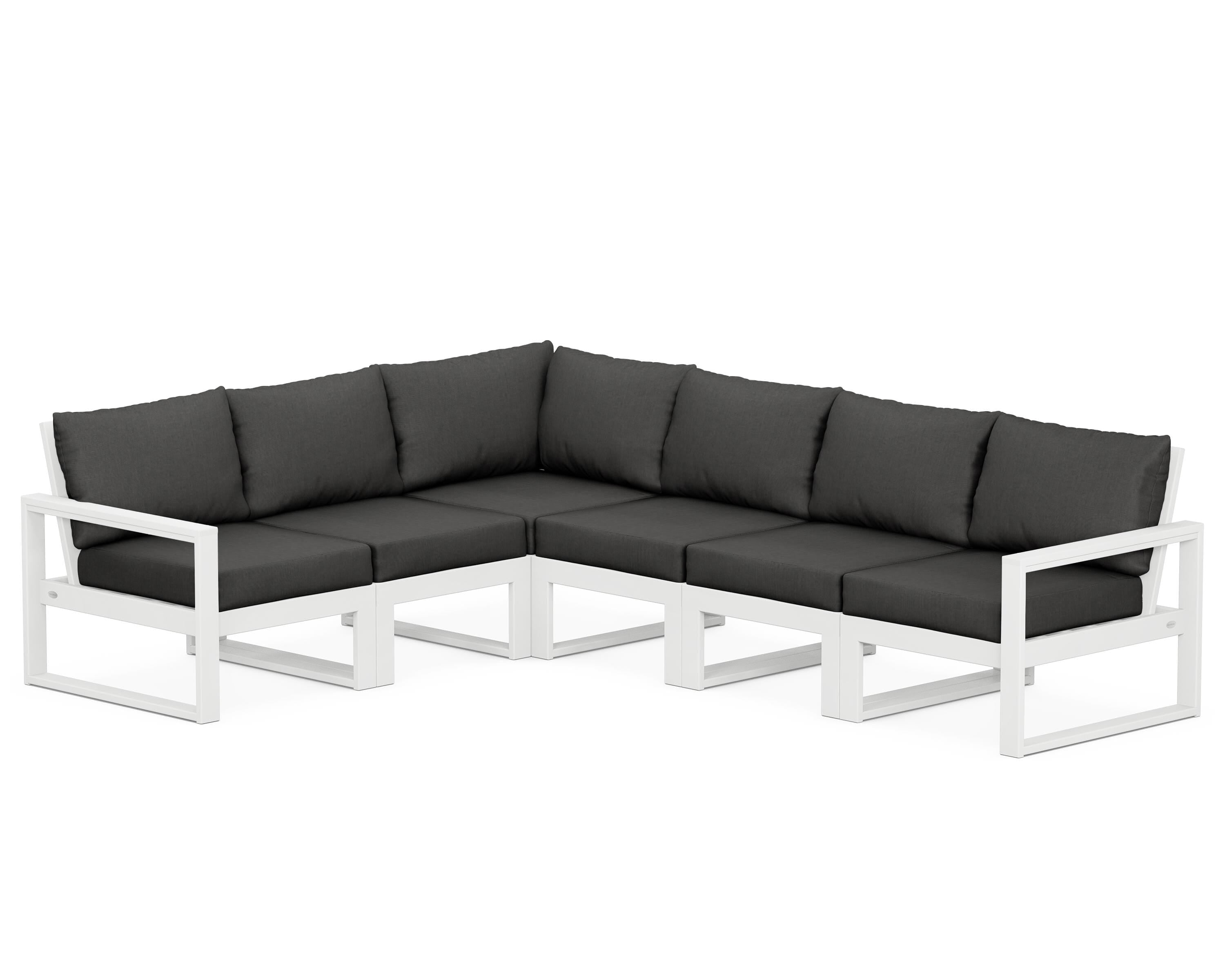 POLYWOOD® EDGE 6-Piece Modular Deep Seating Set in White / Spectrum Carbon