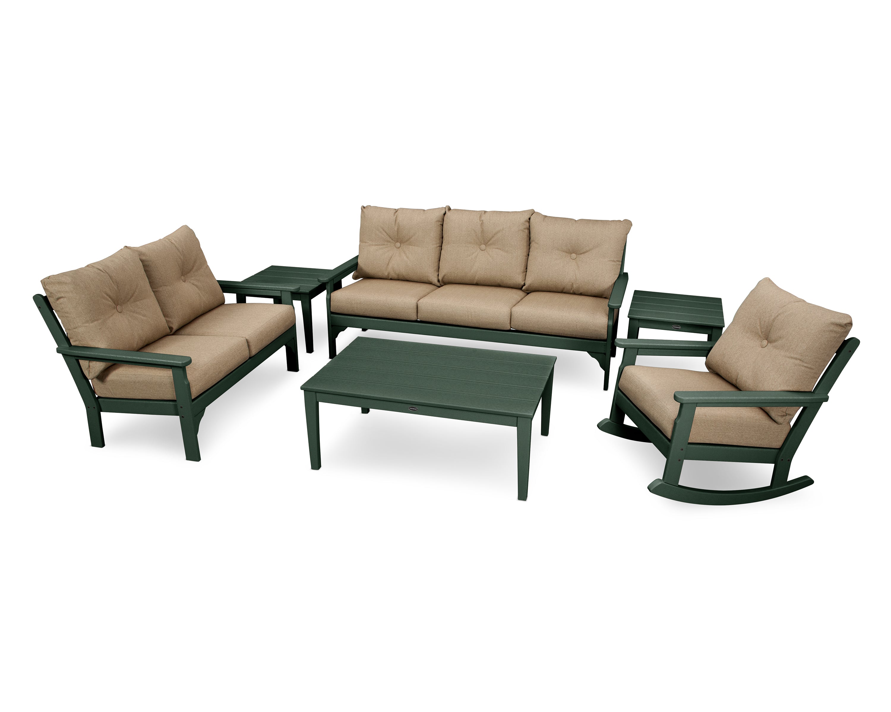 POLYWOOD® Vineyard 6-Piece Deep Seating Set in Green / Sesame