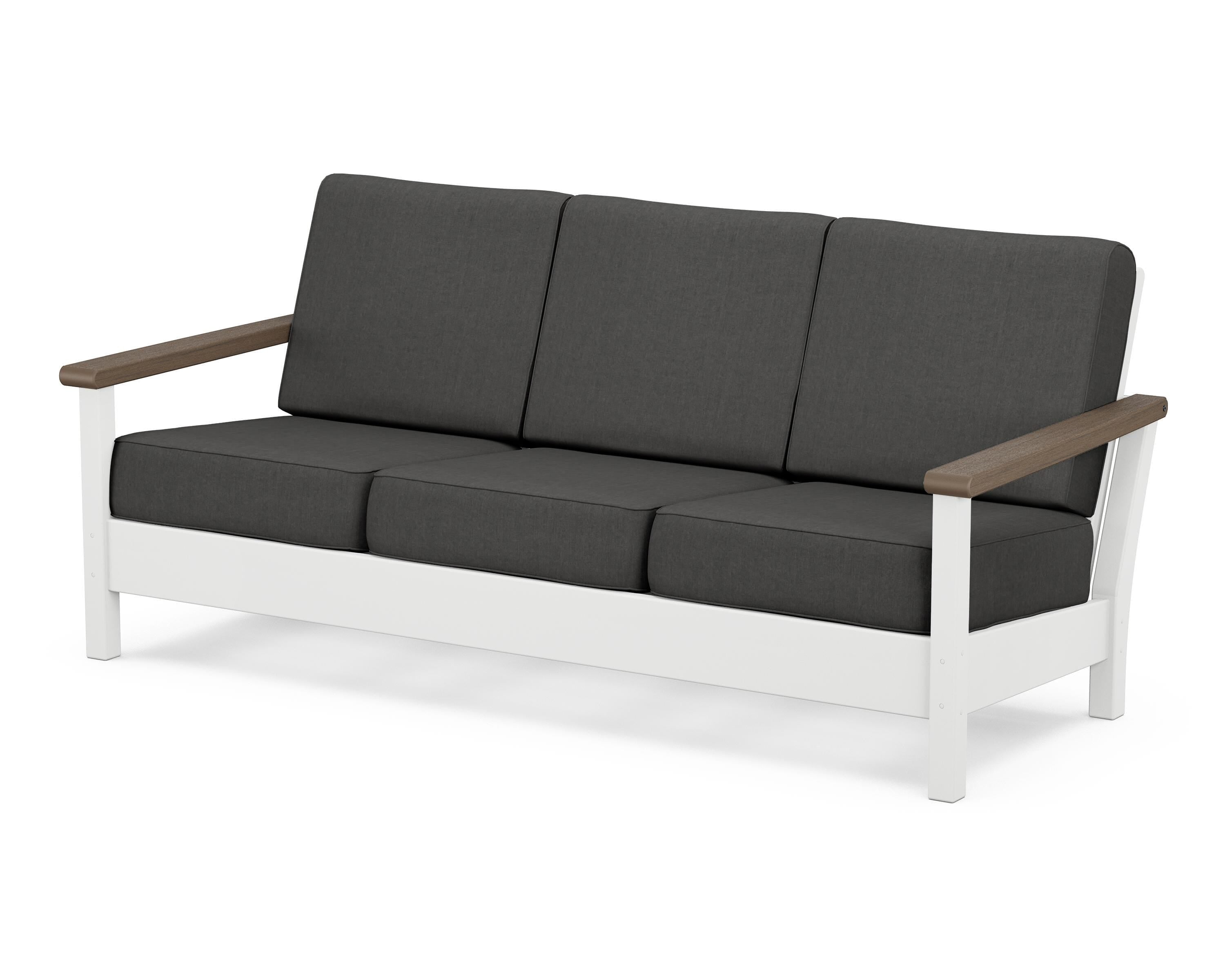 POLYWOOD® Harbour Deep Seating Sofa in White / Kona / Spectrum Carbon